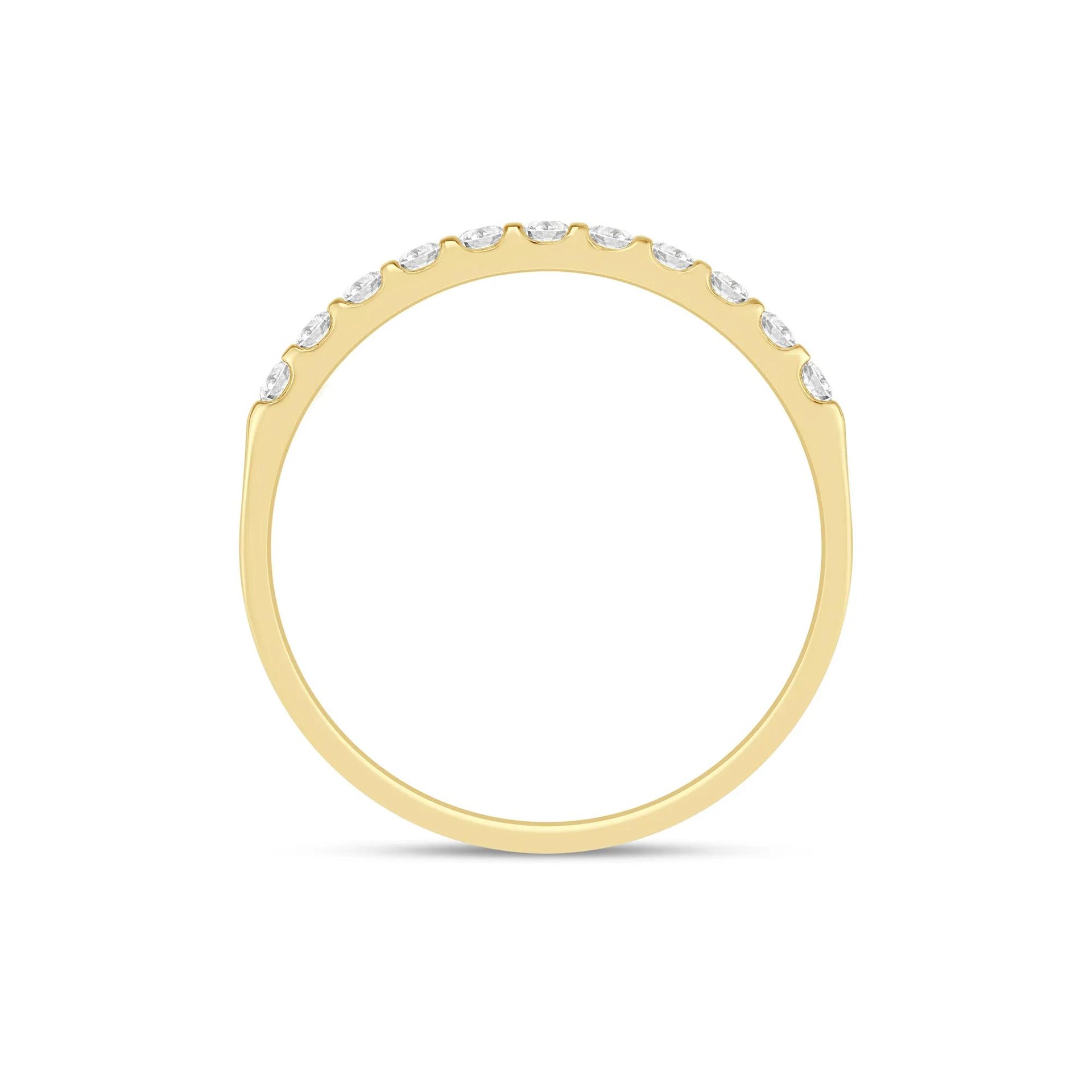 1/7 CT. Tw. Diamond Band Ring 10K Yellow Gold Round Brilliant Cut Size 6 1mm