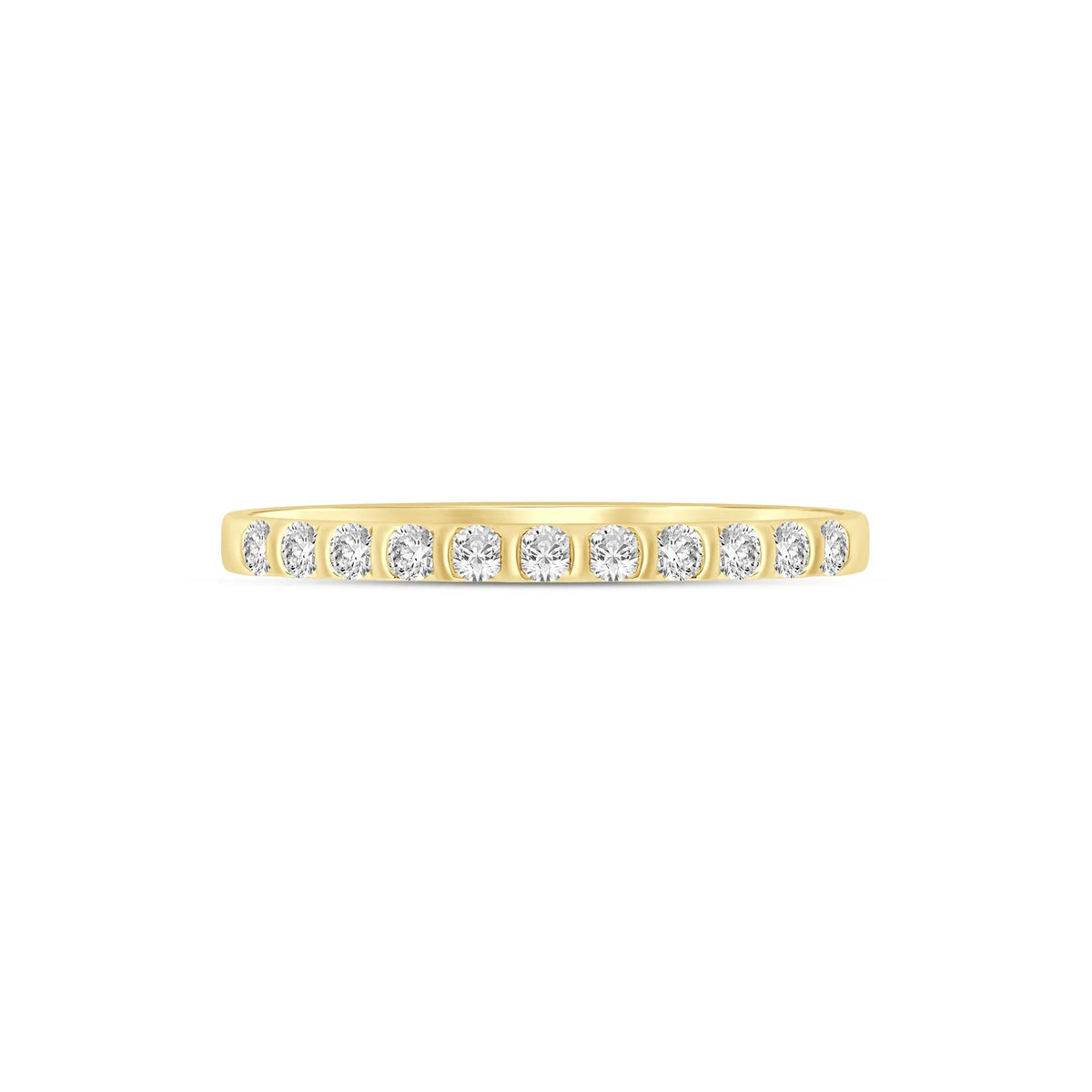1/7 CT. Tw. Diamond Band Ring 10K Yellow Gold Round Brilliant Cut Size 6 1mm