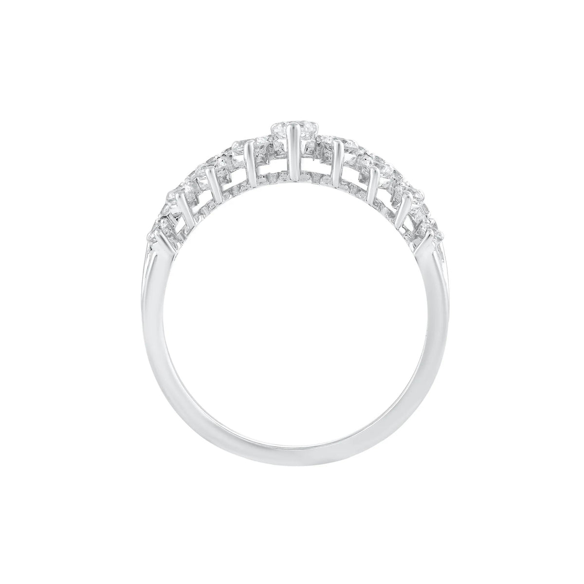 1 CT. Tw. Diamond Band Ring 10K White Gold Round Brilliant Cut Size 8.5