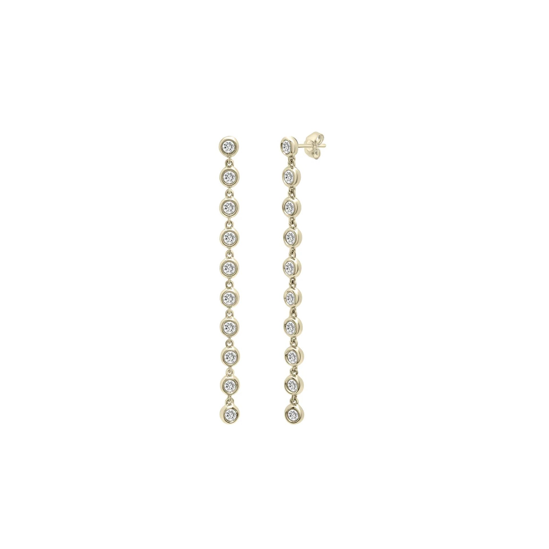1 CT. Tw. Diamond Bezel Drop Earrings 10K Yellow Gold Size 4.00mm