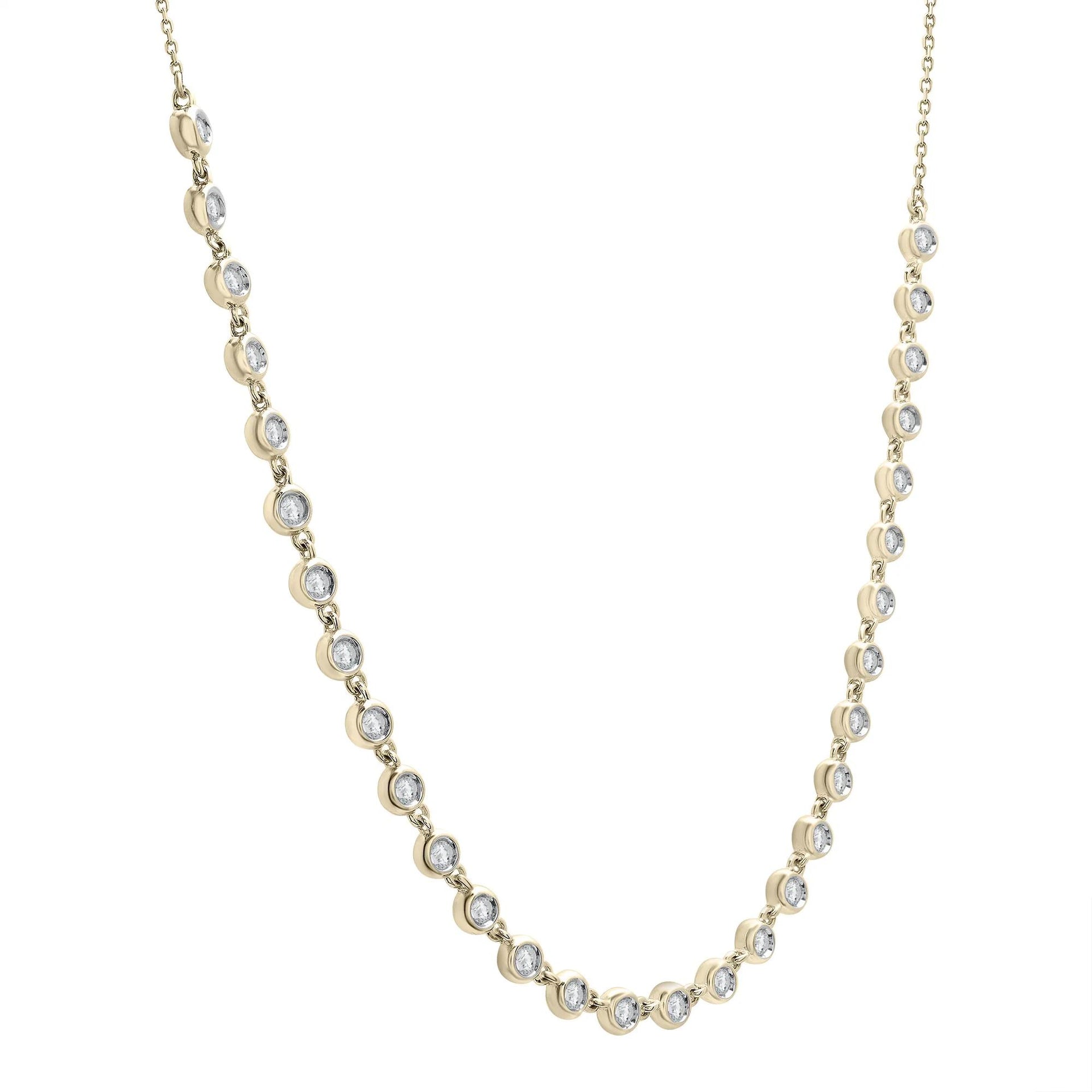 1 CT. Tw. Diamond Bezel Necklace 10K Yellow Gold Size 17"