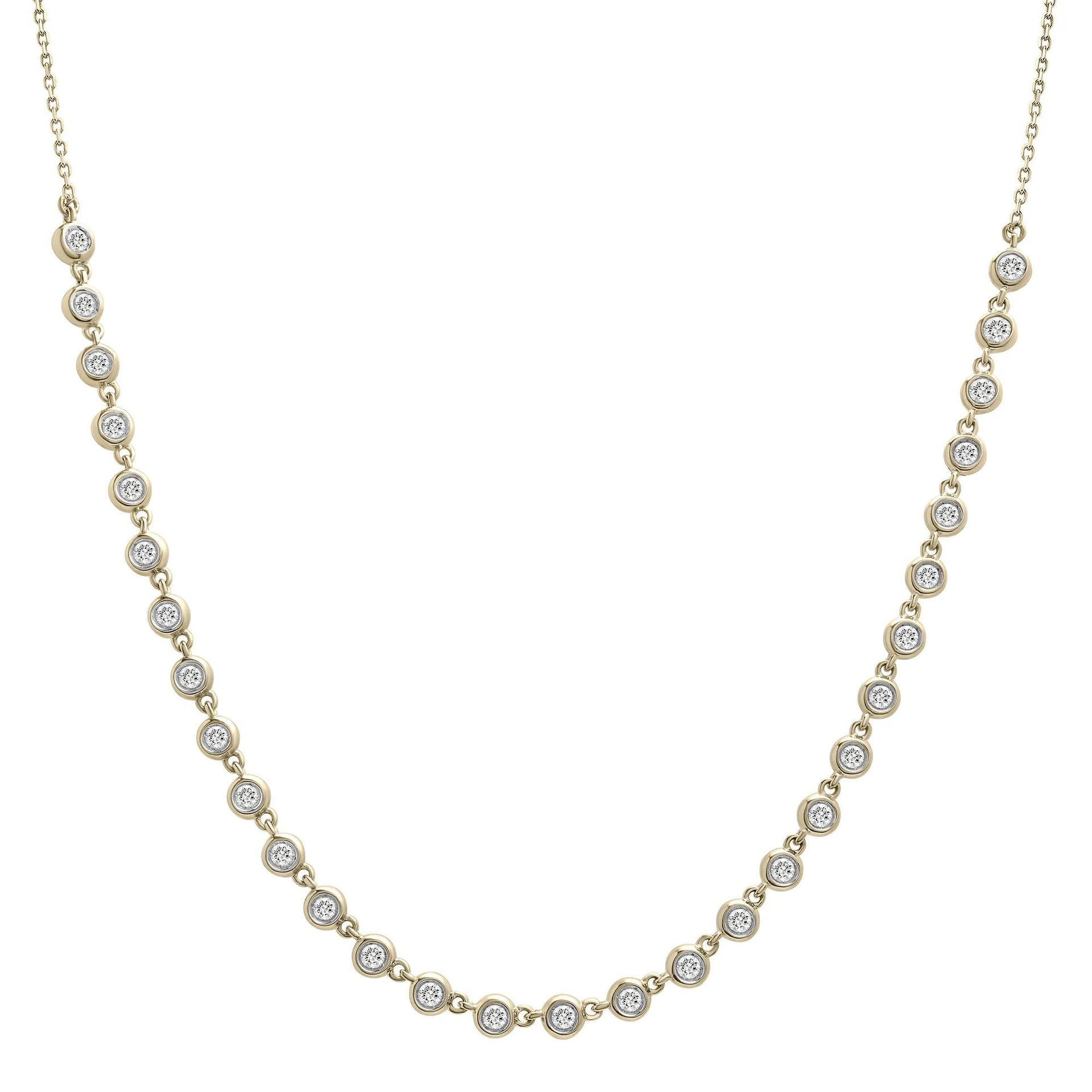 1 CT. Tw. Diamond Bezel Necklace 10K Yellow Gold Size 17"