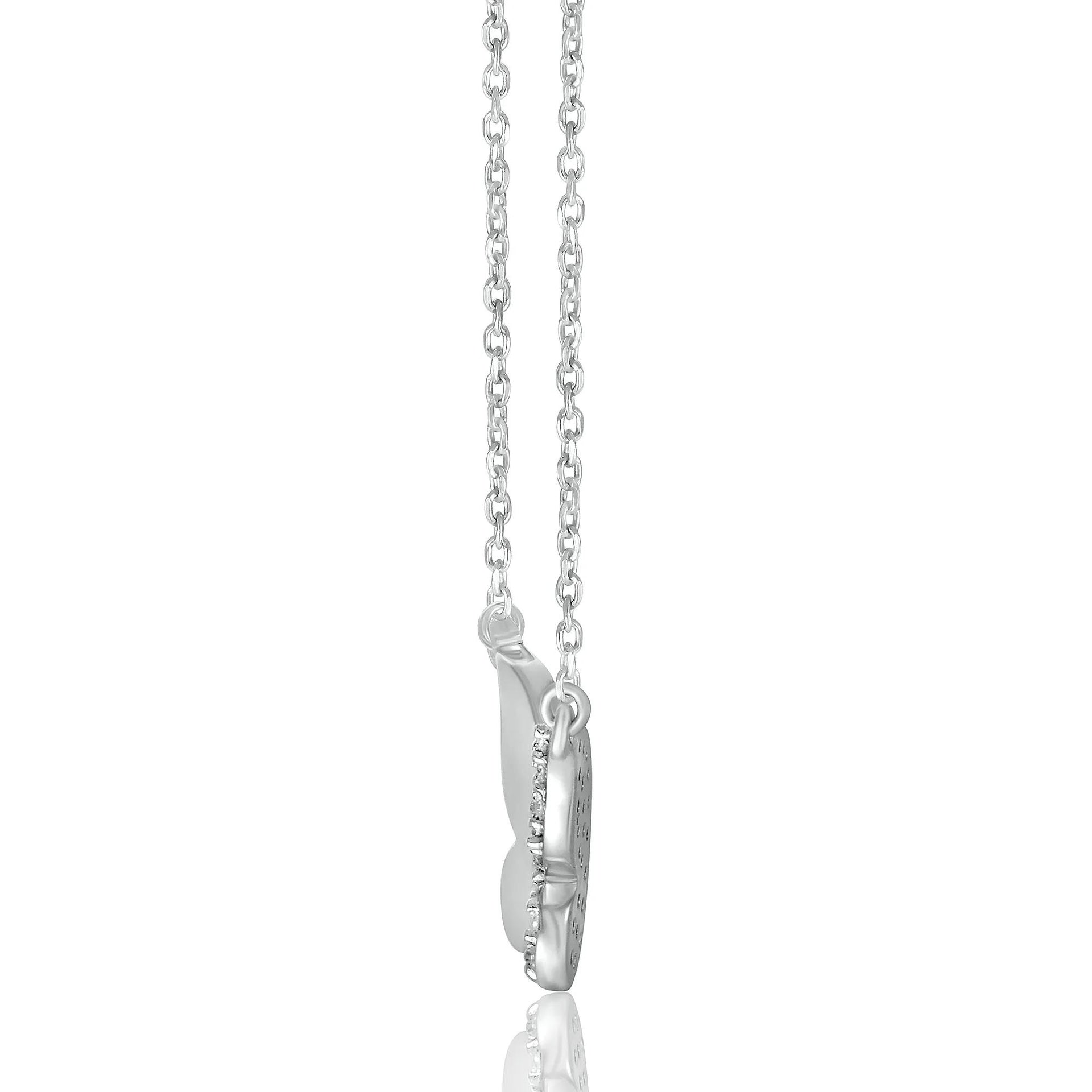 1/8 CT. Tw. Diamond Butterfly Pendant Necklace .925 Sterling Silver White Size 17.5"