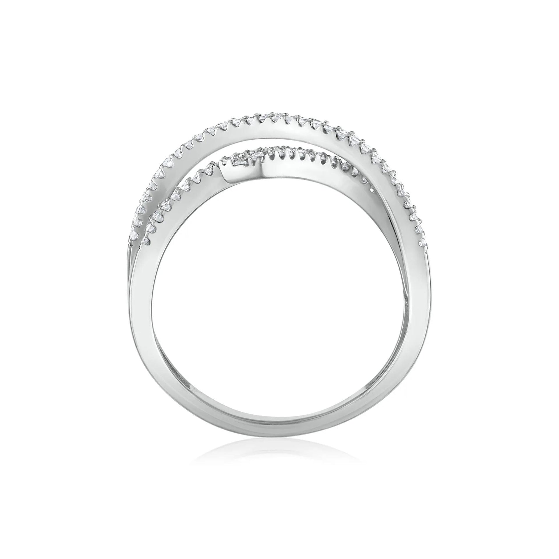 1/2 CT. Tw. Diamond Bypass Crossover Ring 10K White Gold Size 8.5 3mm
