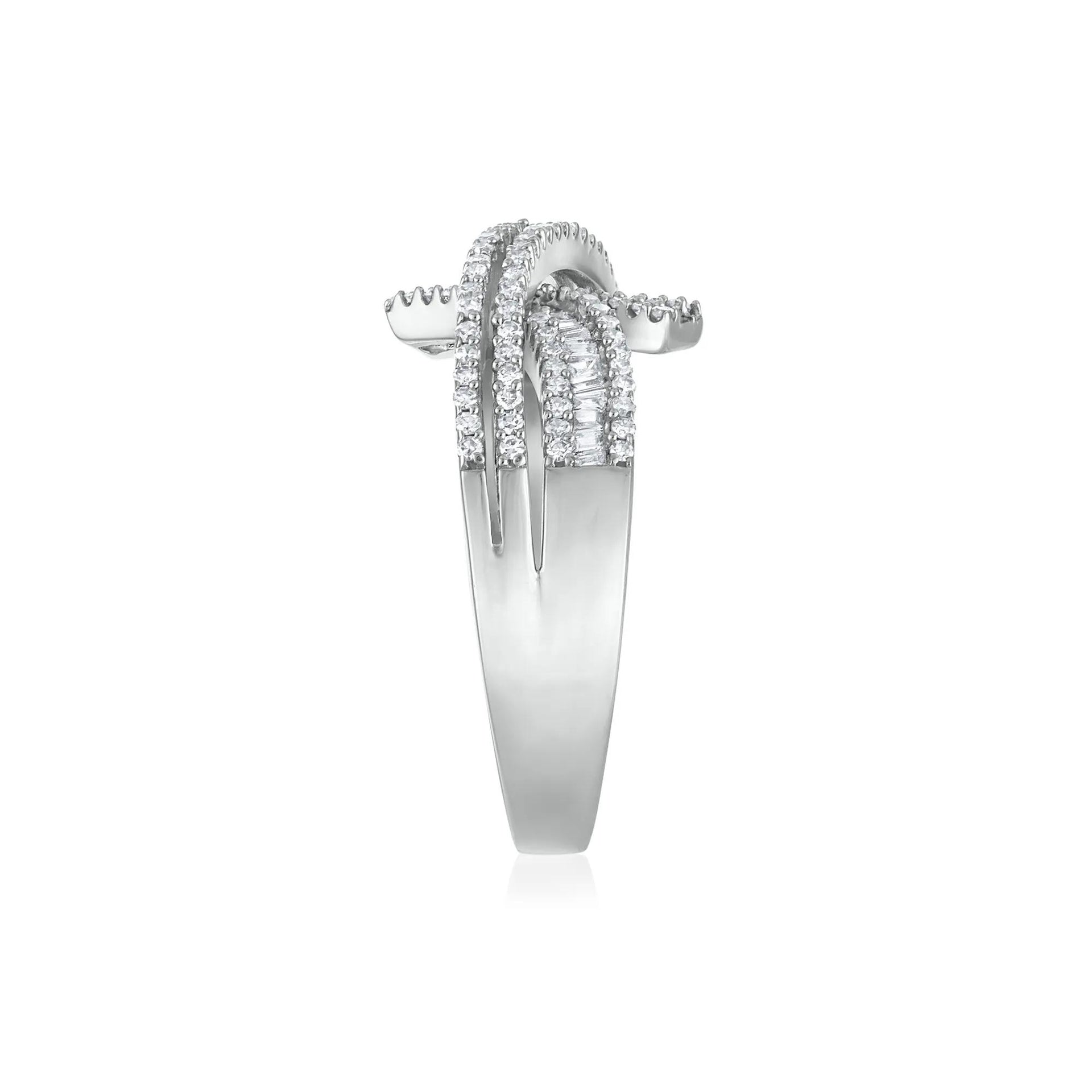 1/2 CT. Tw. Diamond Bypass Crossover Ring 10K White Gold Size 7 3mm