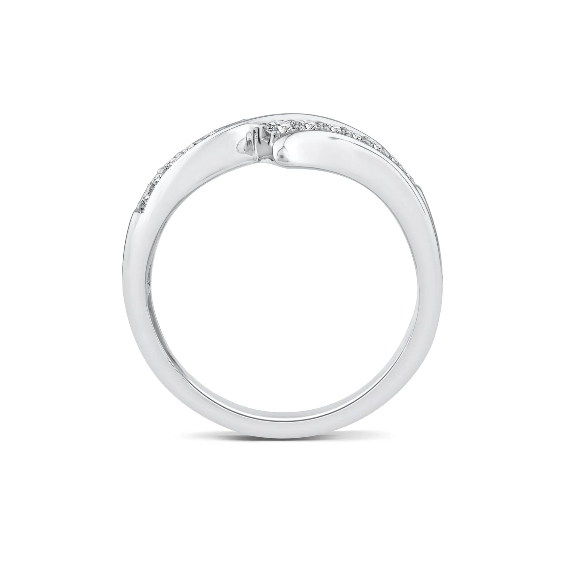 1/5 CT. Tw. Diamond Bypass Ring 10K White Gold Size 6 1.5mm