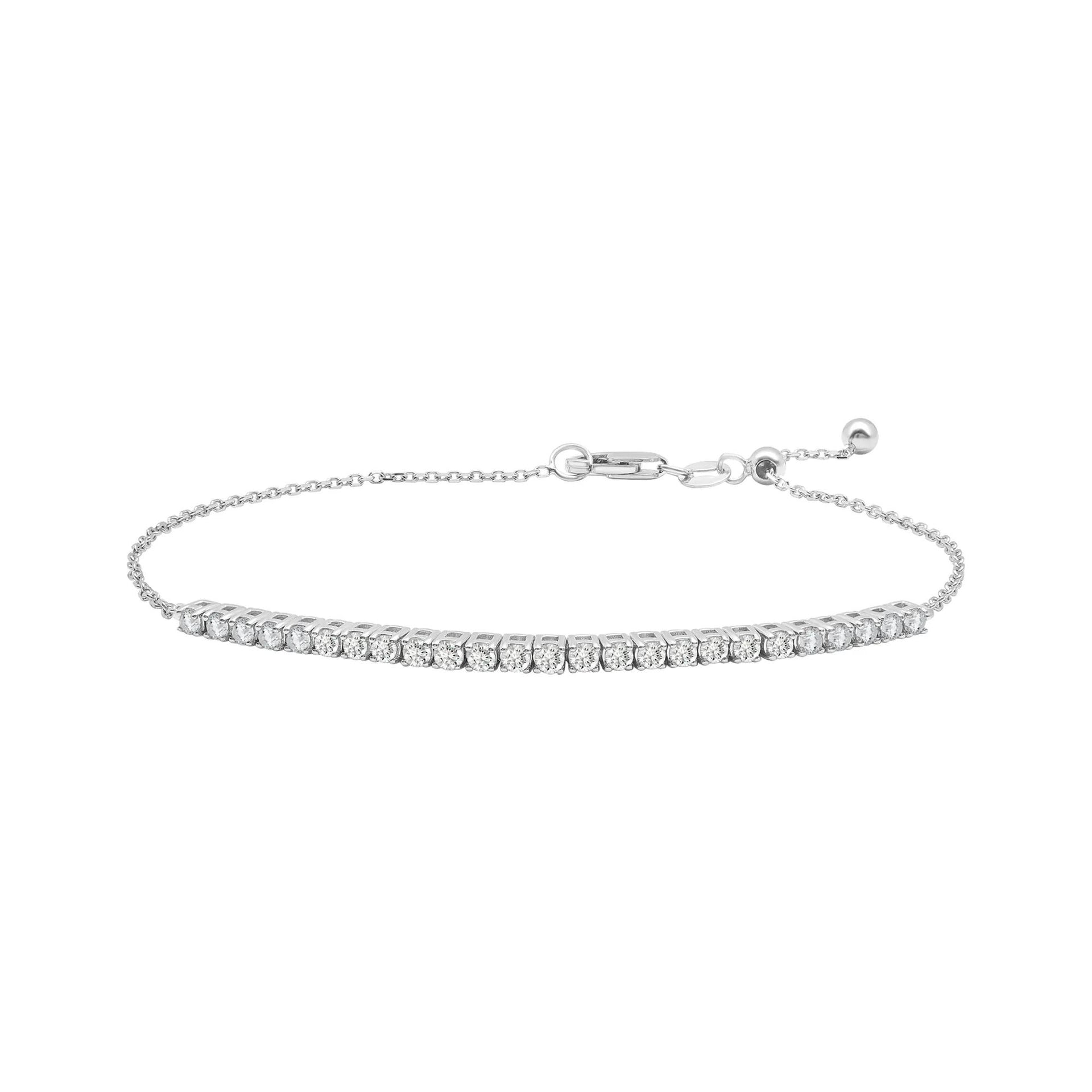 1/2 CT. Tw. Diamond Chain Bracelet 10K White Gold Size 1.80mm