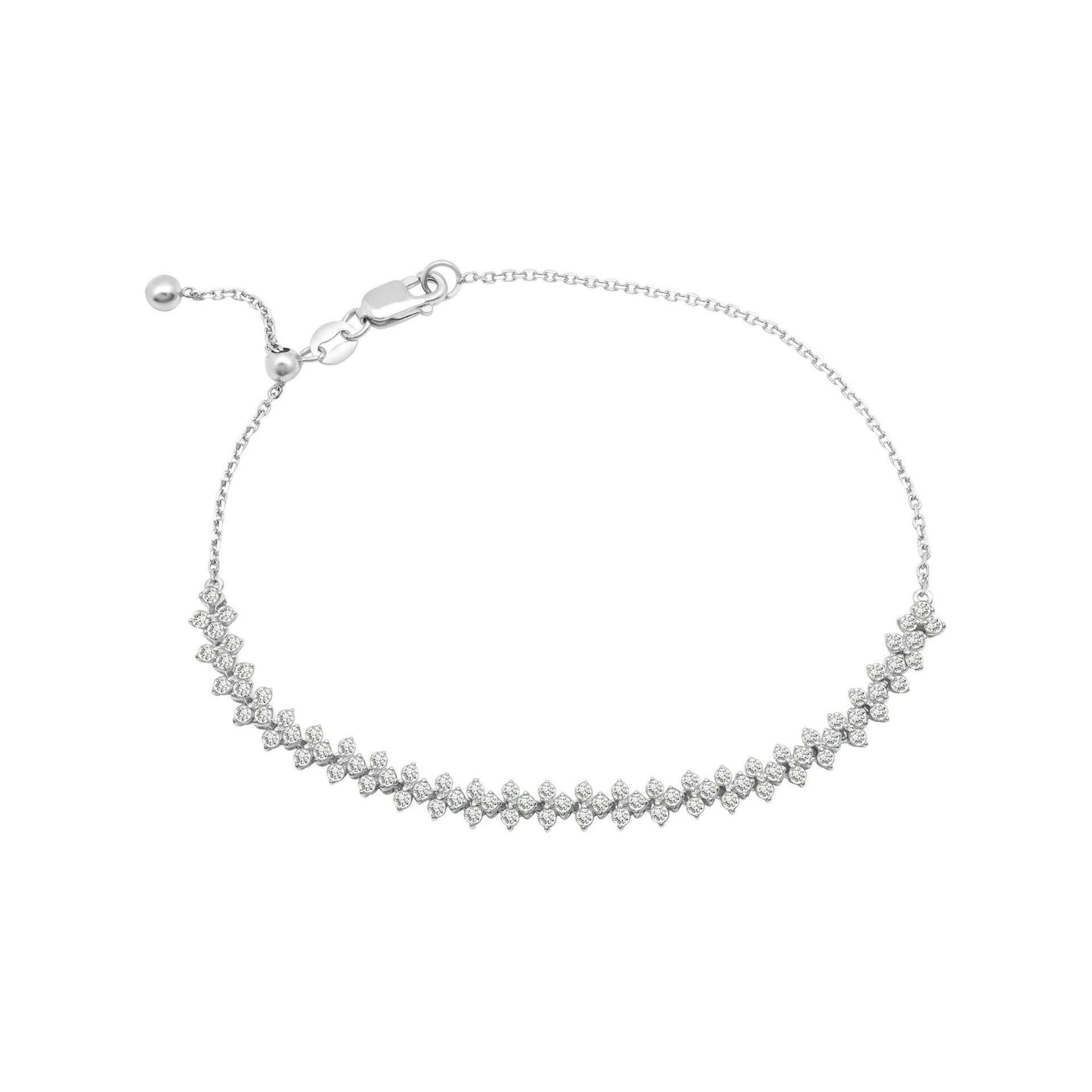 1 CT. Tw. Diamond Chain Bracelet 10K White Gold Size 4.10mm