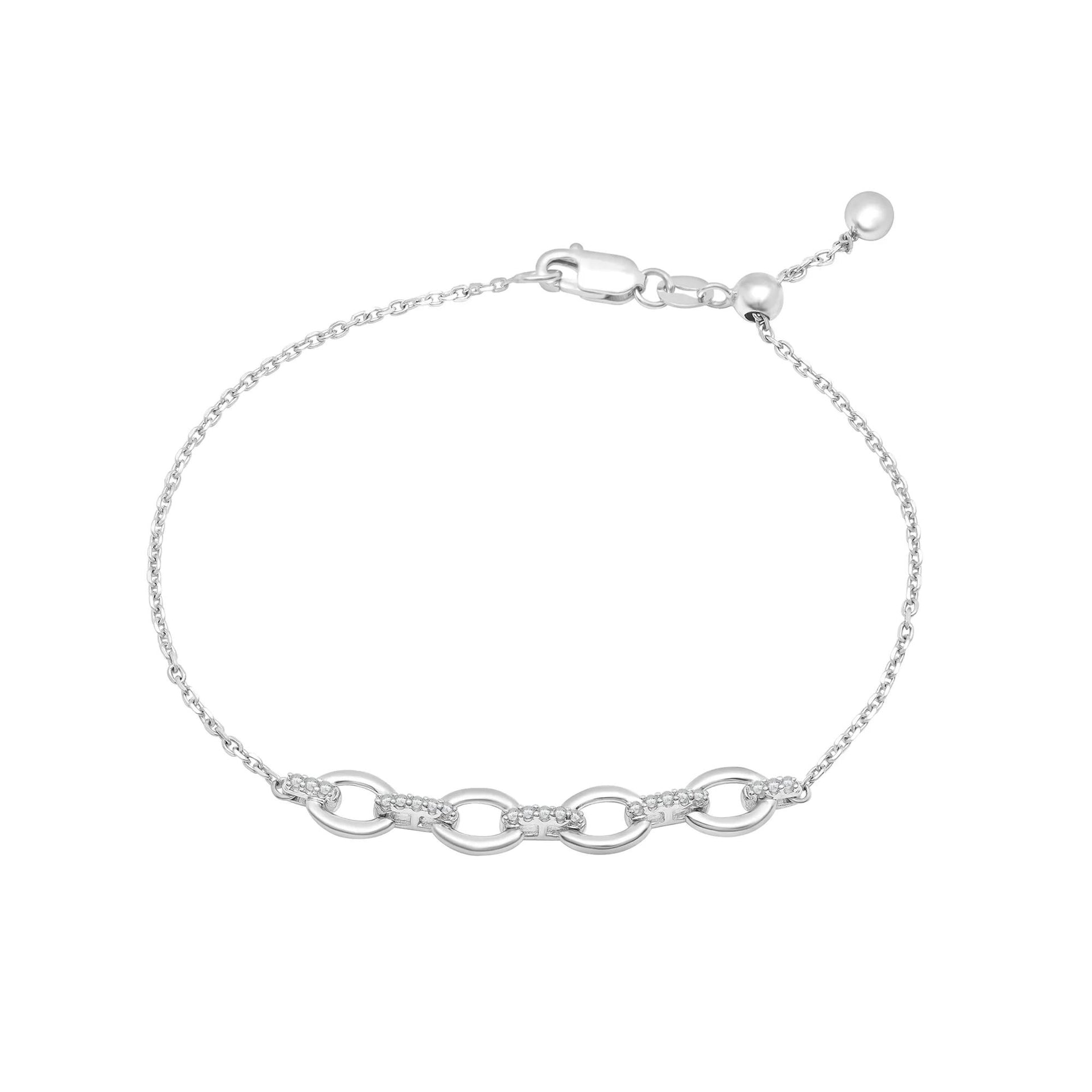 1/10 CT. Tw. Diamond Chain Bracelet .925 Sterling Silver White Size 5.30mm