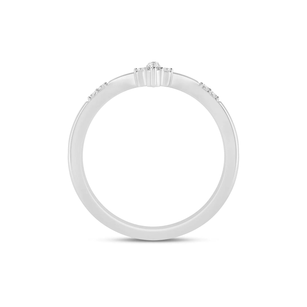 1/10 CT. Tw. Diamond Chevron Band Ring 14K White Gold Size 5 1mm
