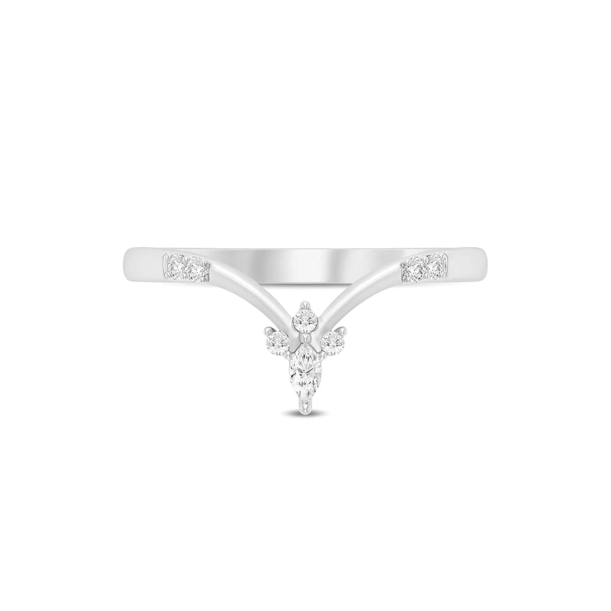 1/10 CT. Tw. Diamond Chevron Band Ring 14K White Gold Size 8.5 1mm