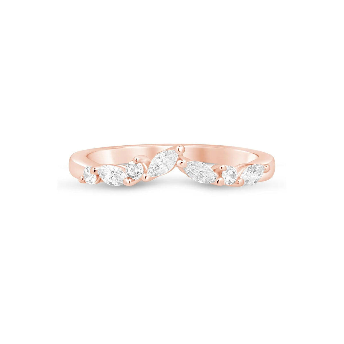 1/3 CT. Tw. Diamond Chevron Band Ring 14K Rose Gold Size 8 1mm