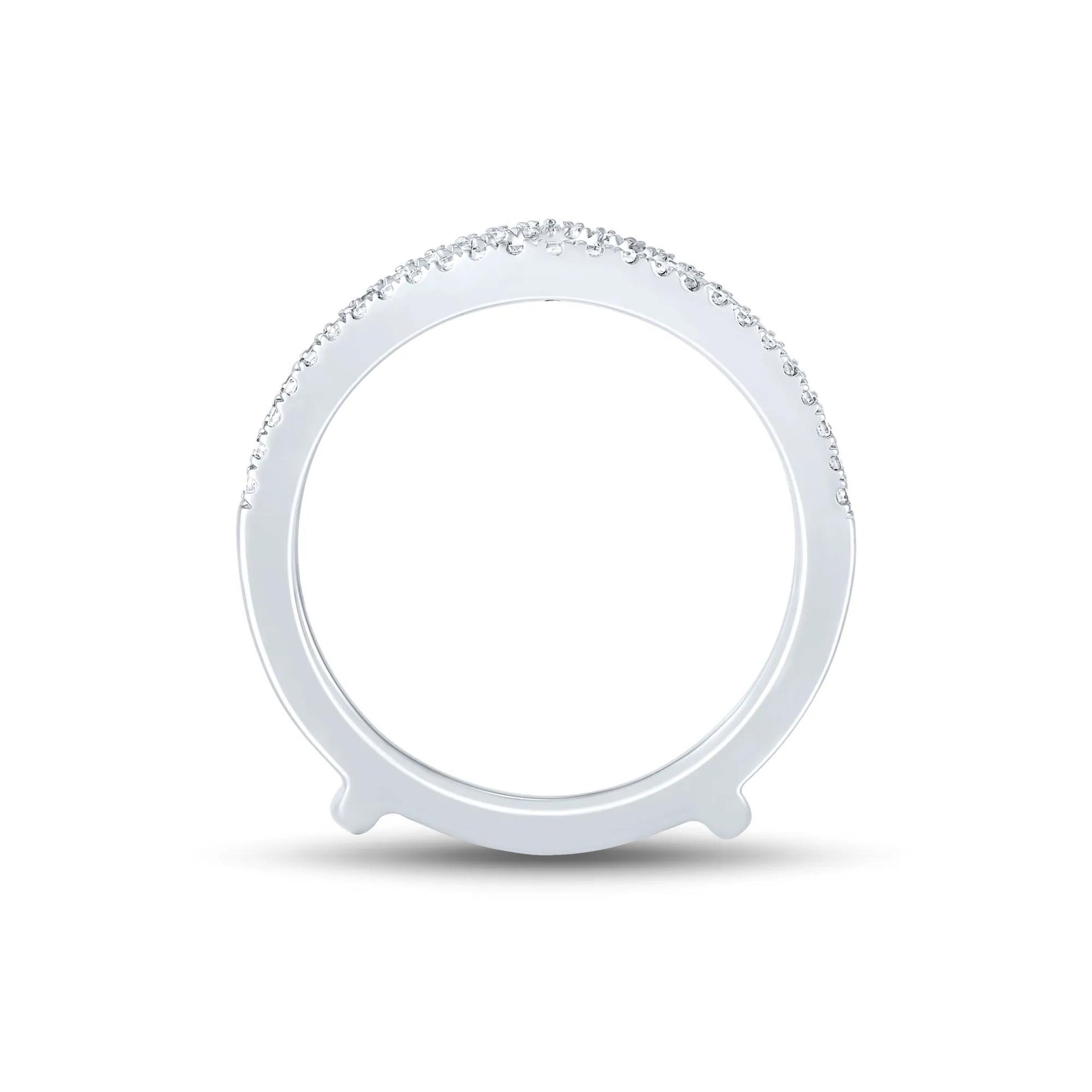 1/3 CT. Tw. Diamond Chevron Contour Ring Insert 14K White Gold Round Brilliant Cut Size 9 1mm