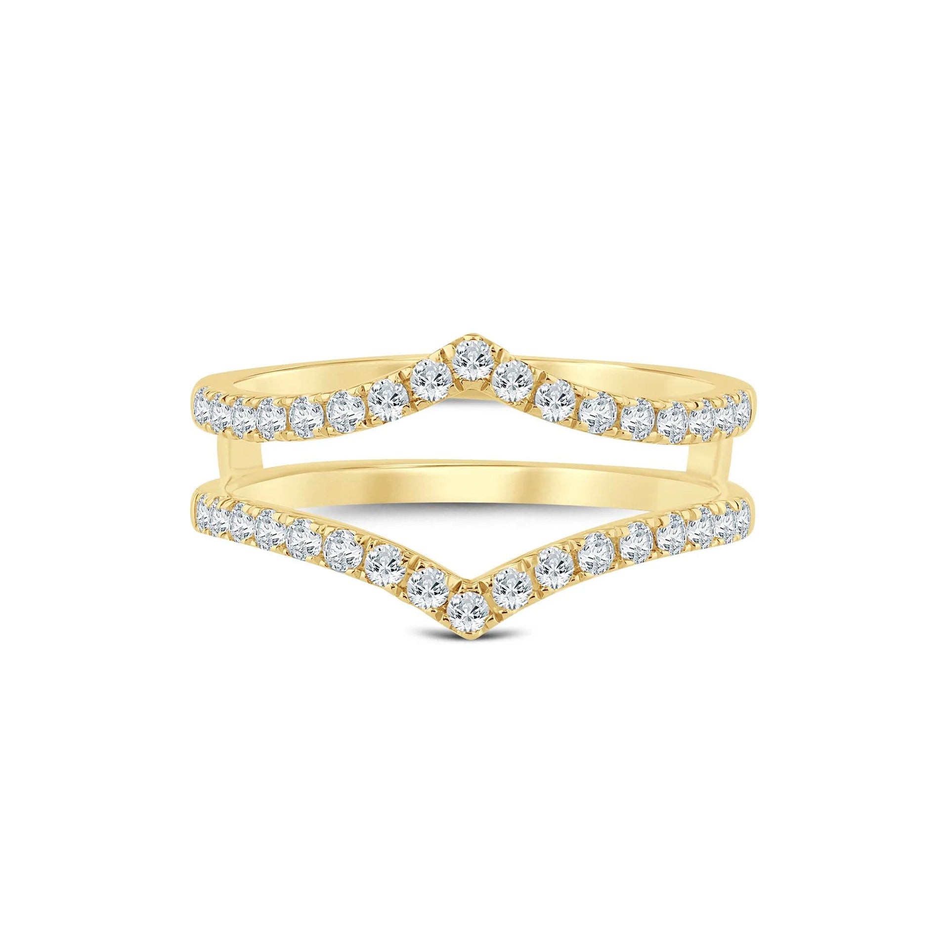 1/2 CT. Tw. Diamond Chevron Ring Insert 14K Yellow Gold Size 7.5.5mm