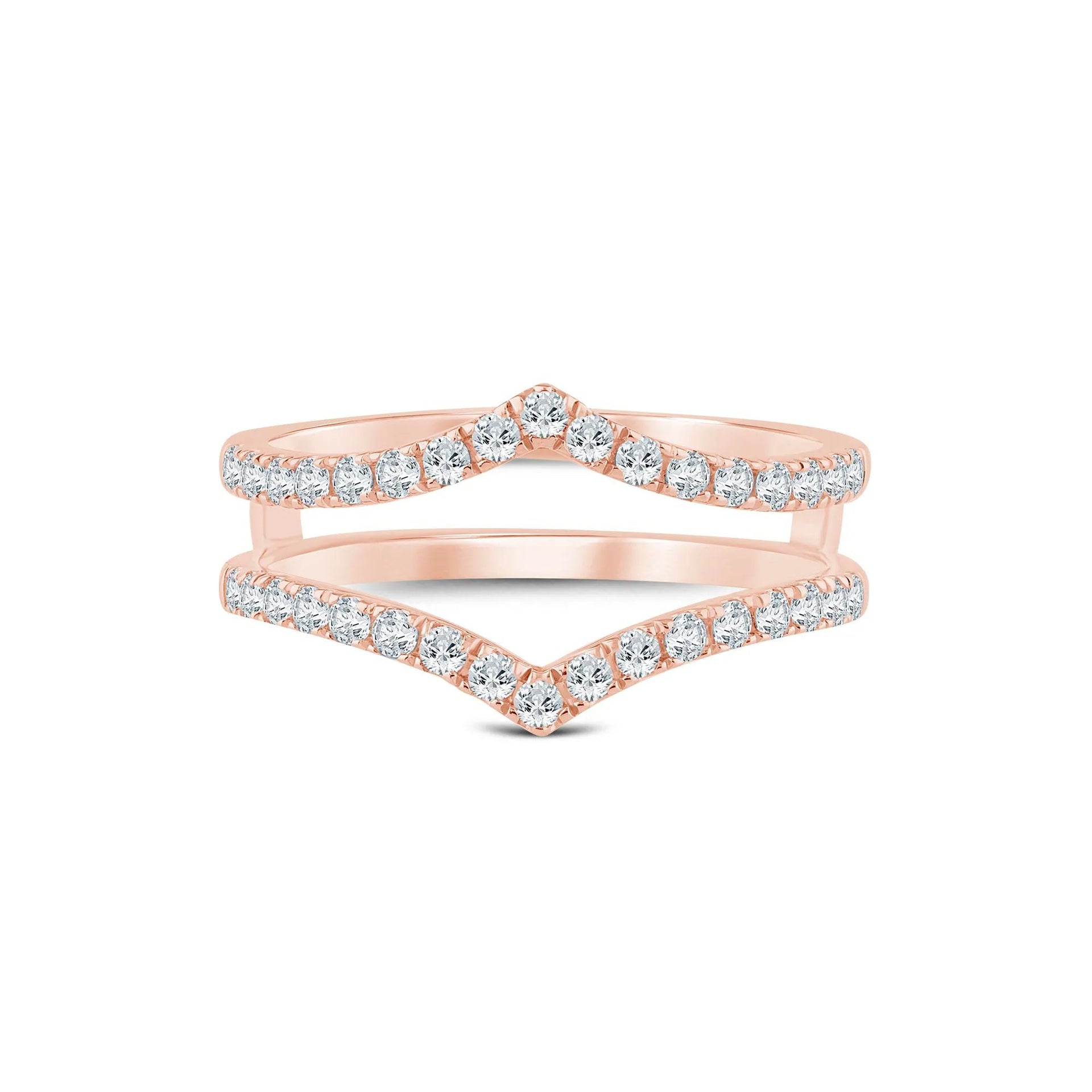 1/2 CT. Tw. Diamond Chevron Ring Insert 14K Rose Gold Size 7.5.5mm