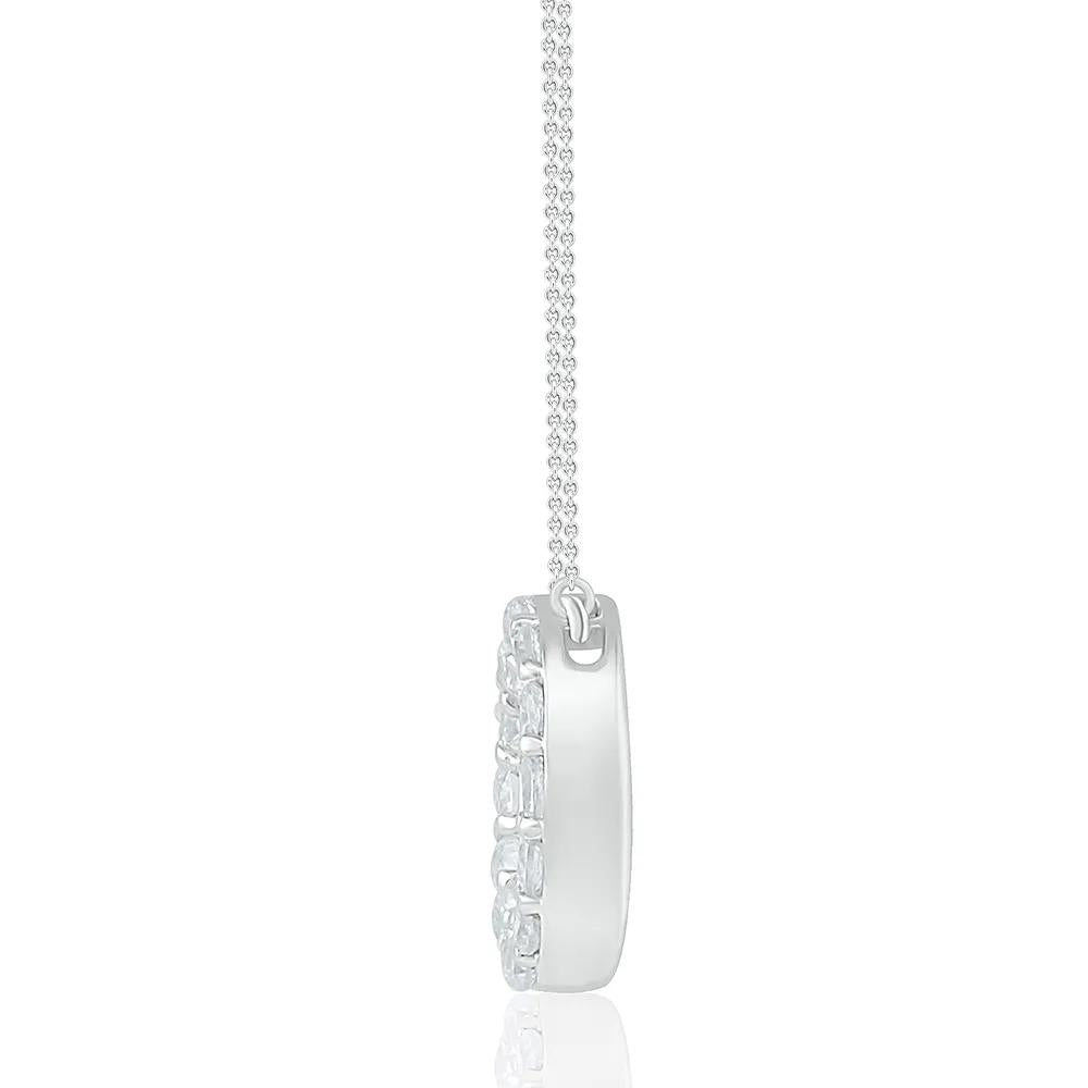 1/10 CT. Tw. Diamond Circle Pendant Necklace with Prong Setting .925 Sterling Silver White Size 18"