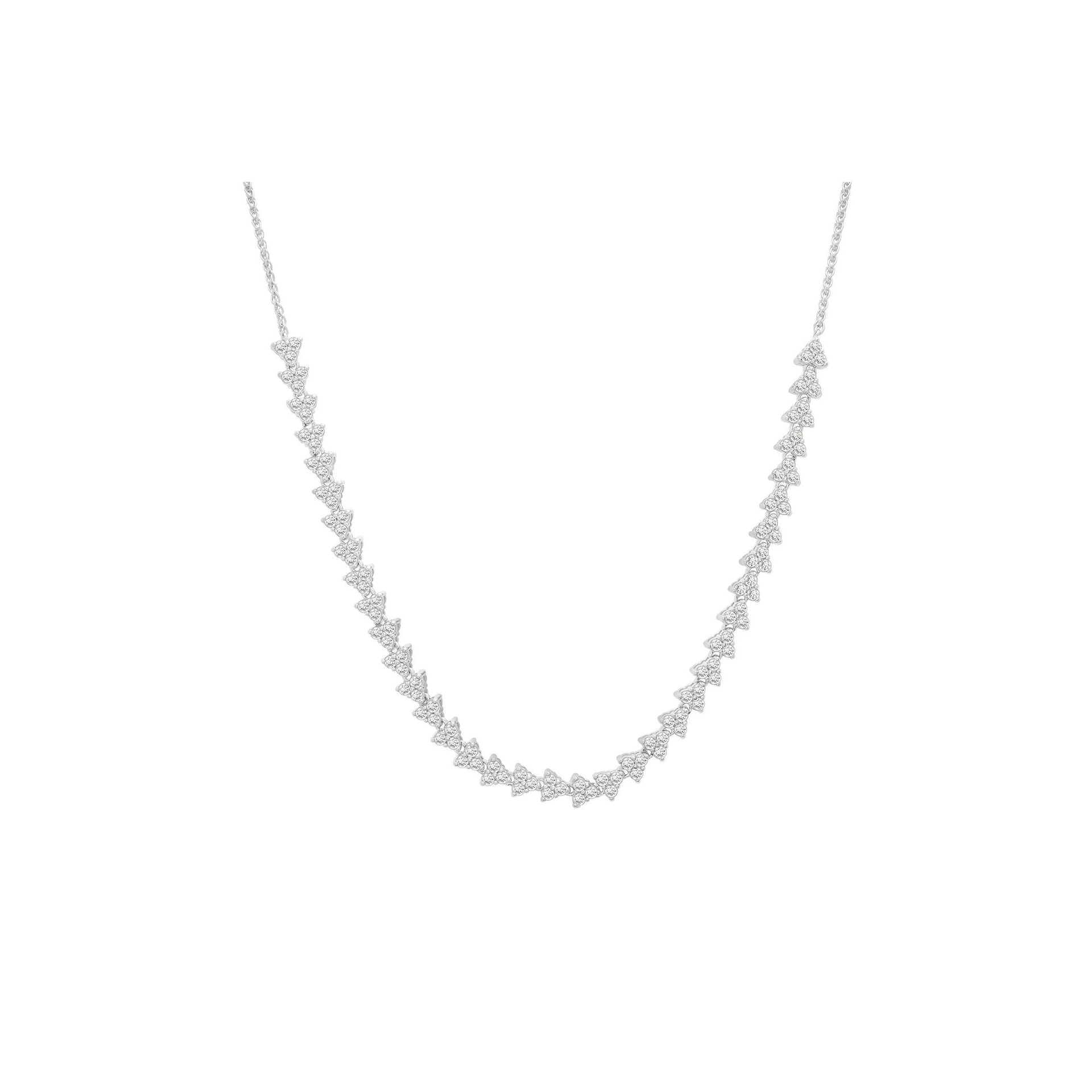 2 CT. Tw. Diamond Cluster Necklace 10K White Gold Size 17"