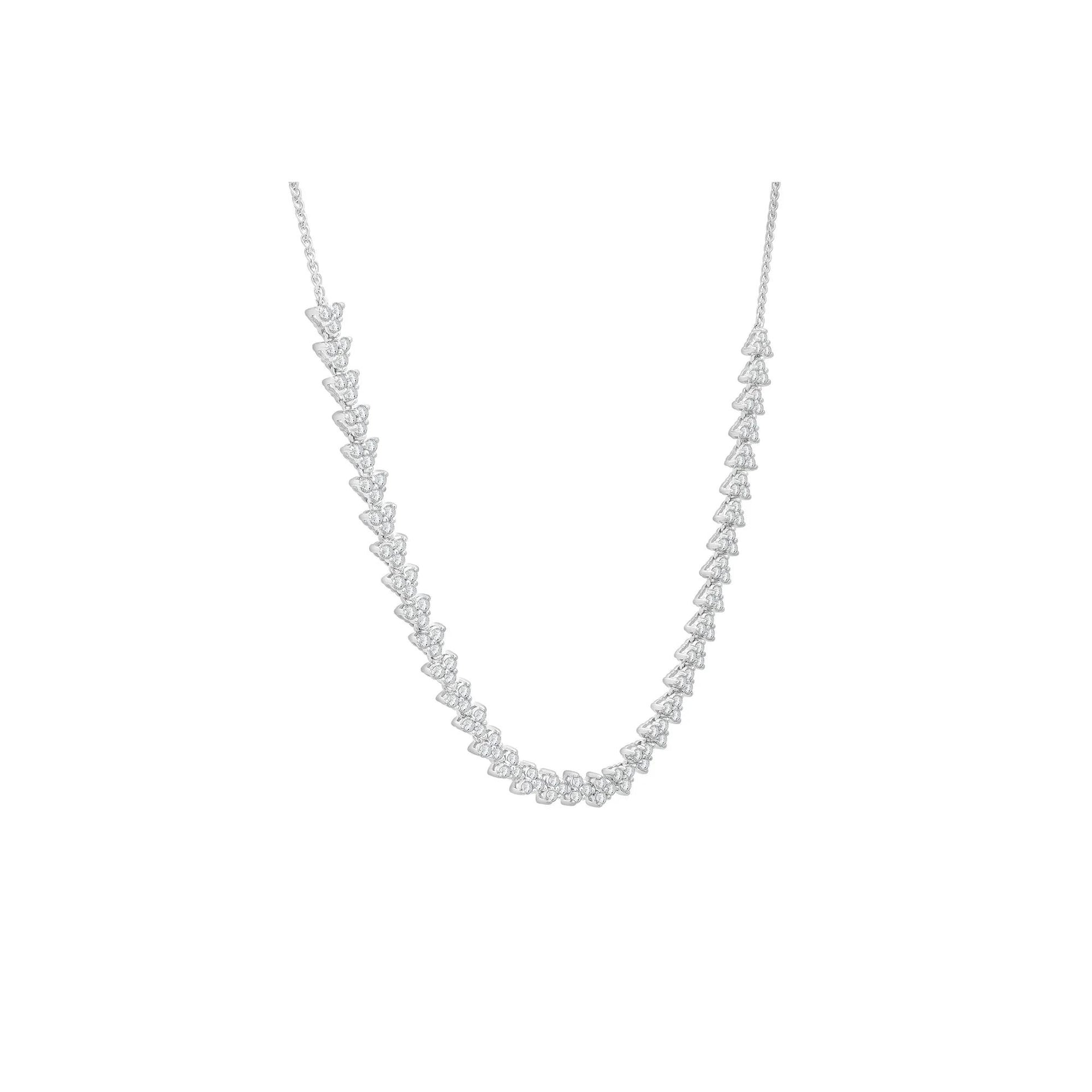 2 CT. Tw. Diamond Cluster Necklace 10K White Gold Size 17"