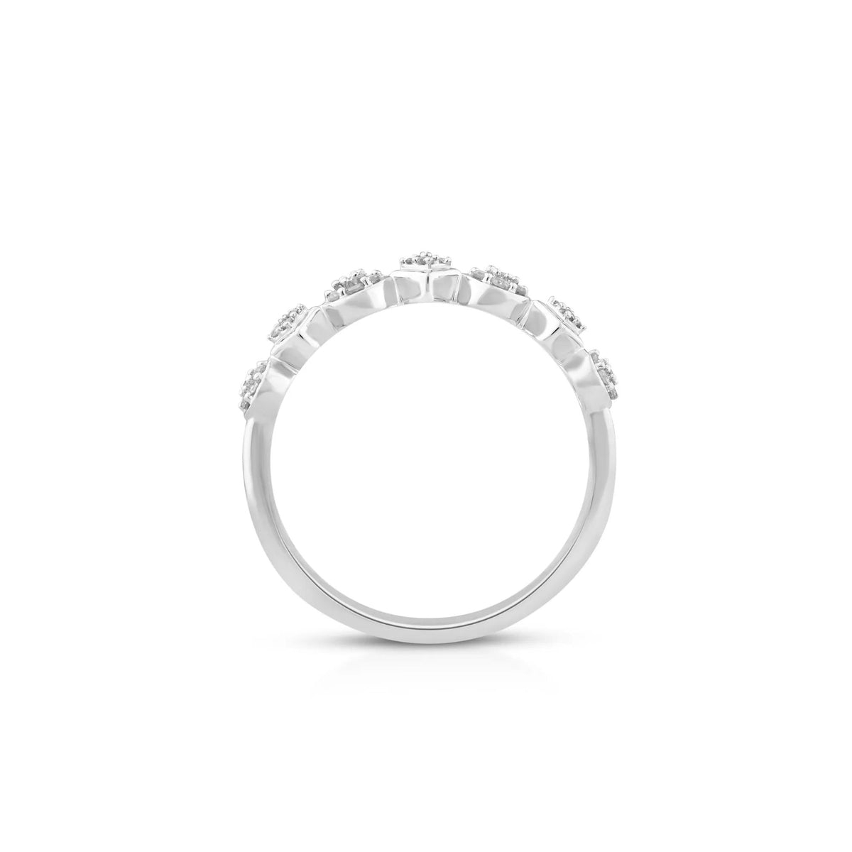 1/7 CT. Tw. Diamond Cluster Stack Band Ring 10K White Gold Size 9.5