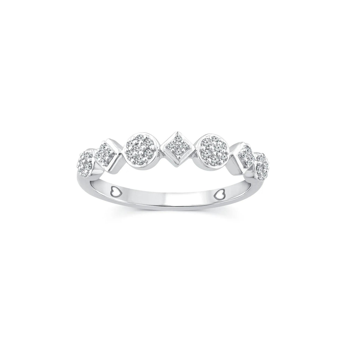 1/7 CT. Tw. Diamond Cluster Stack Band Ring 10K White Gold Size 9.5