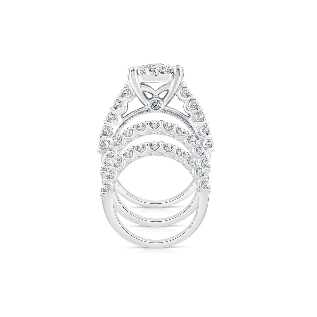 4 CT. Tw. Diamond Composite Center Bridal Set 10K White Gold Ring Round Brilliant Cut Size 6
