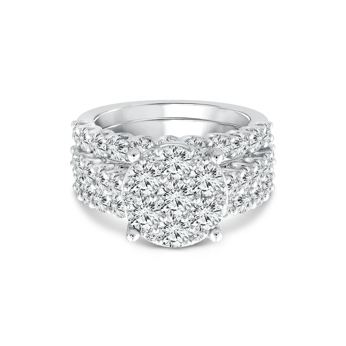 4 CT. Tw. Diamond Composite Center Bridal Set 10K White Gold Ring Round Brilliant Cut Size 6