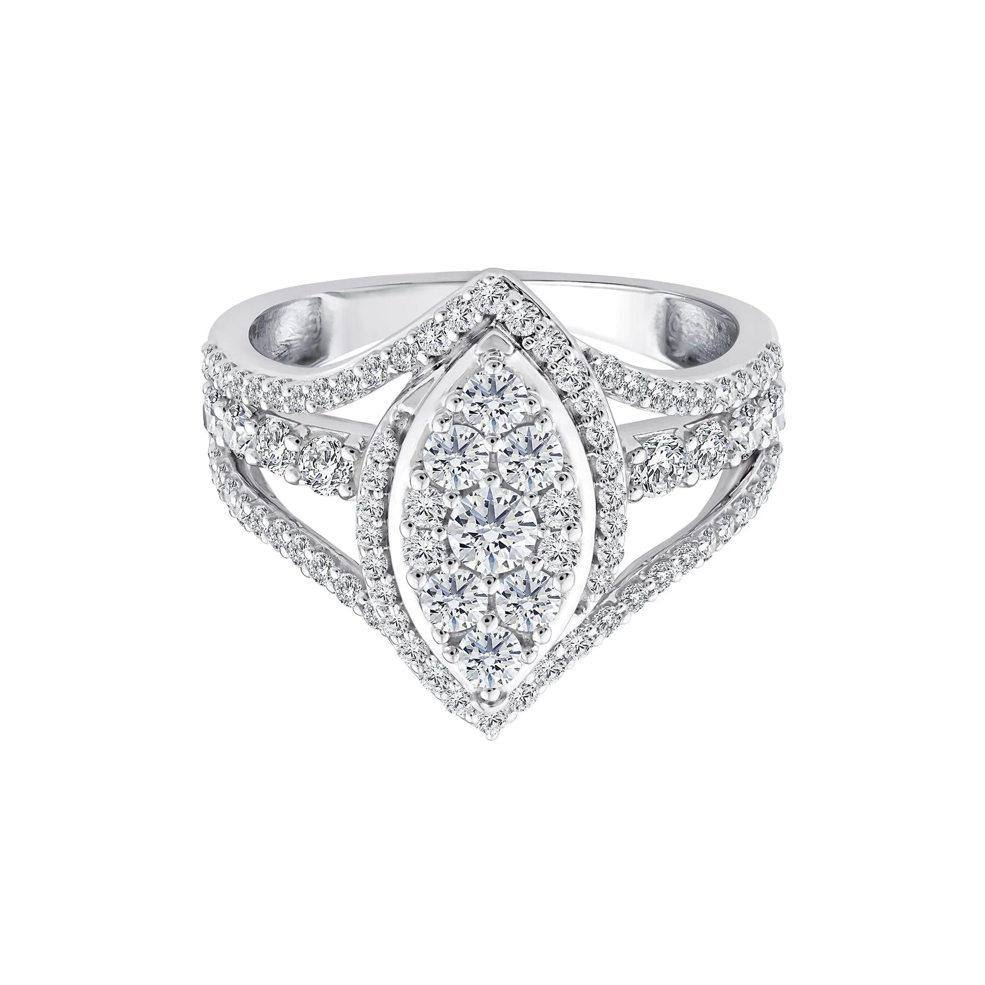 1/2 CT. Tw. Diamond Composite Engagement Ring 10K White Gold Size 6 2mm