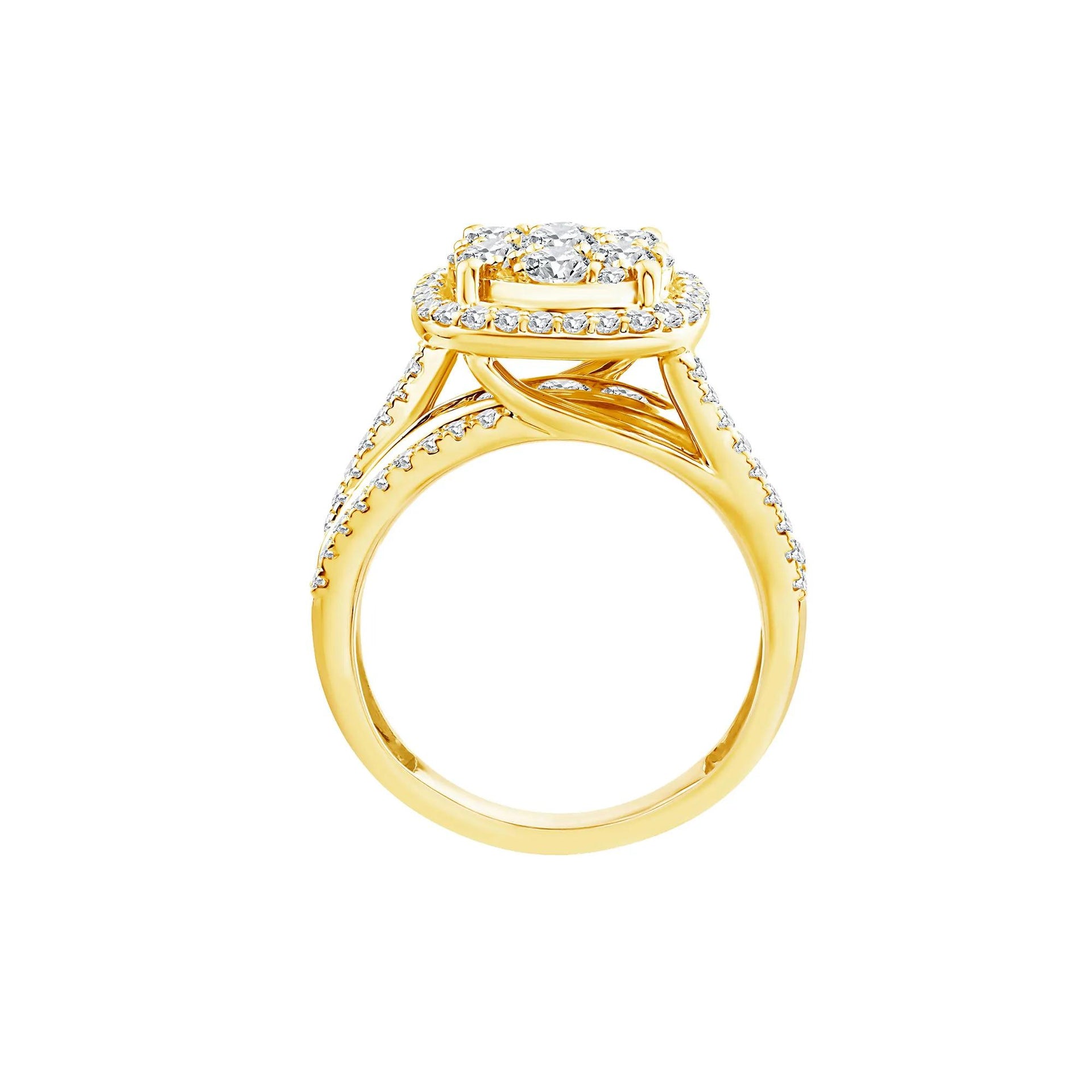 2 CT. Tw. Diamond Composite Engagement Ring 10K Yellow Gold Round Brilliant Cut Size 8 2.5mm