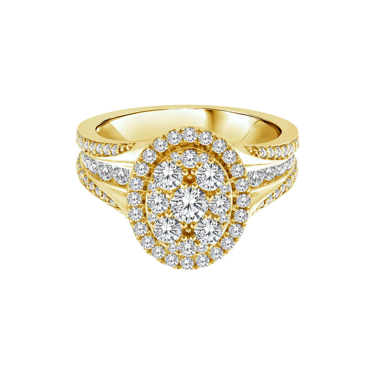 1/2 CT. Tw. Diamond Composite Engagement Ring 10K Yellow Gold Round Brilliant Cut Size 8