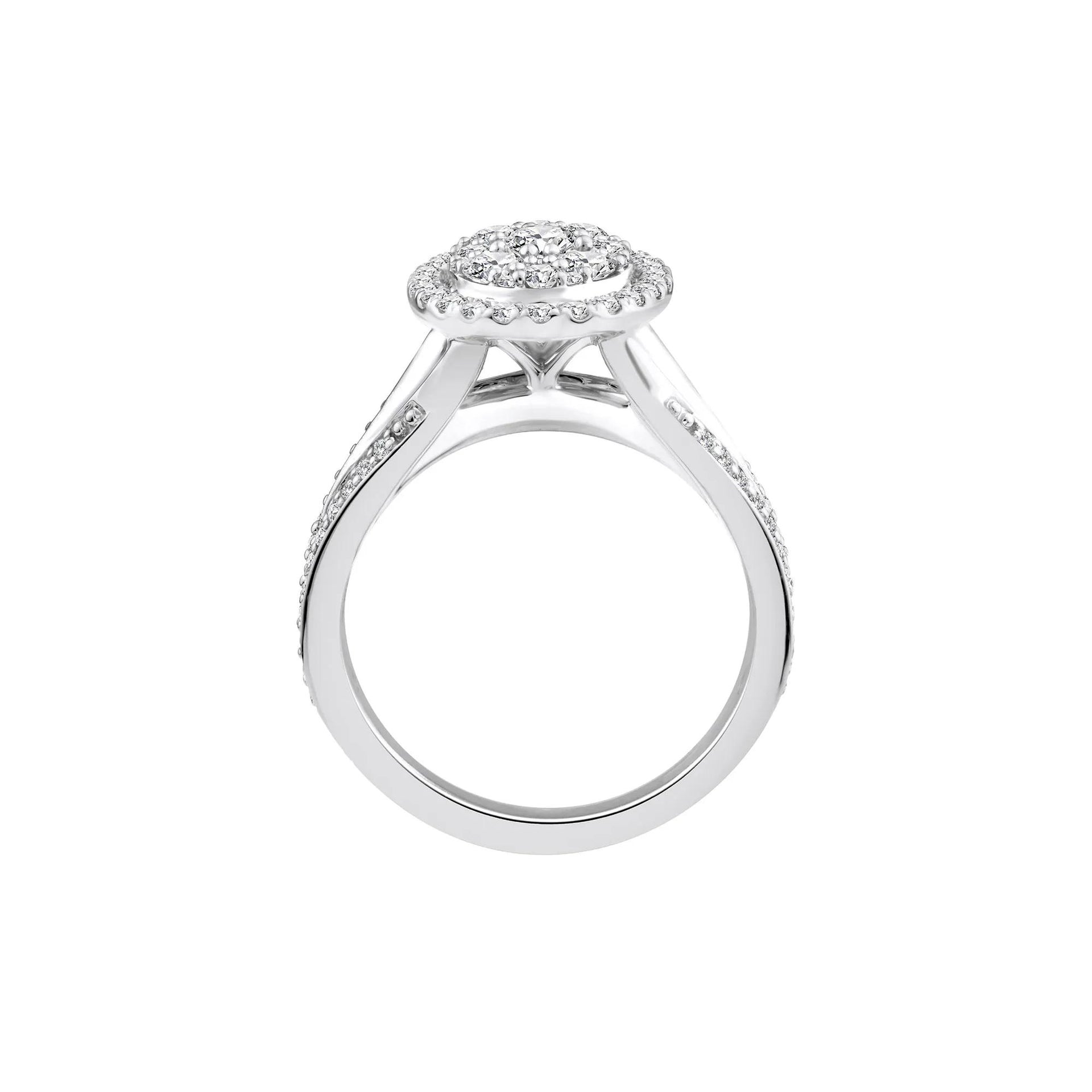 1/2 CT. Tw. Diamond Composite Engagement Ring 10K White Gold Round Brilliant Cut Size 7