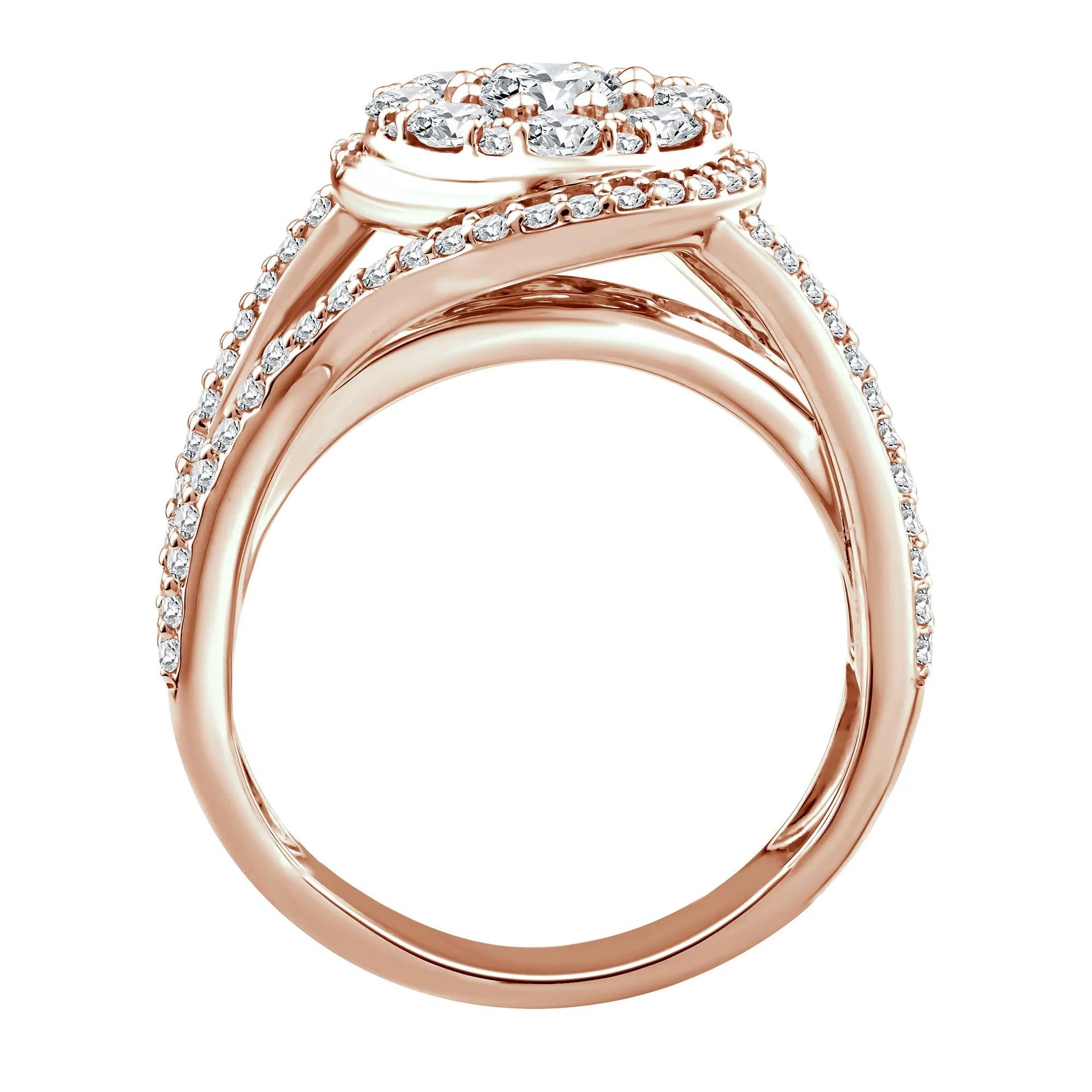 1 3/4 CT. Tw. Diamond Composite Engagement Ring 10K Rose Gold Size 6.5 2.5mm