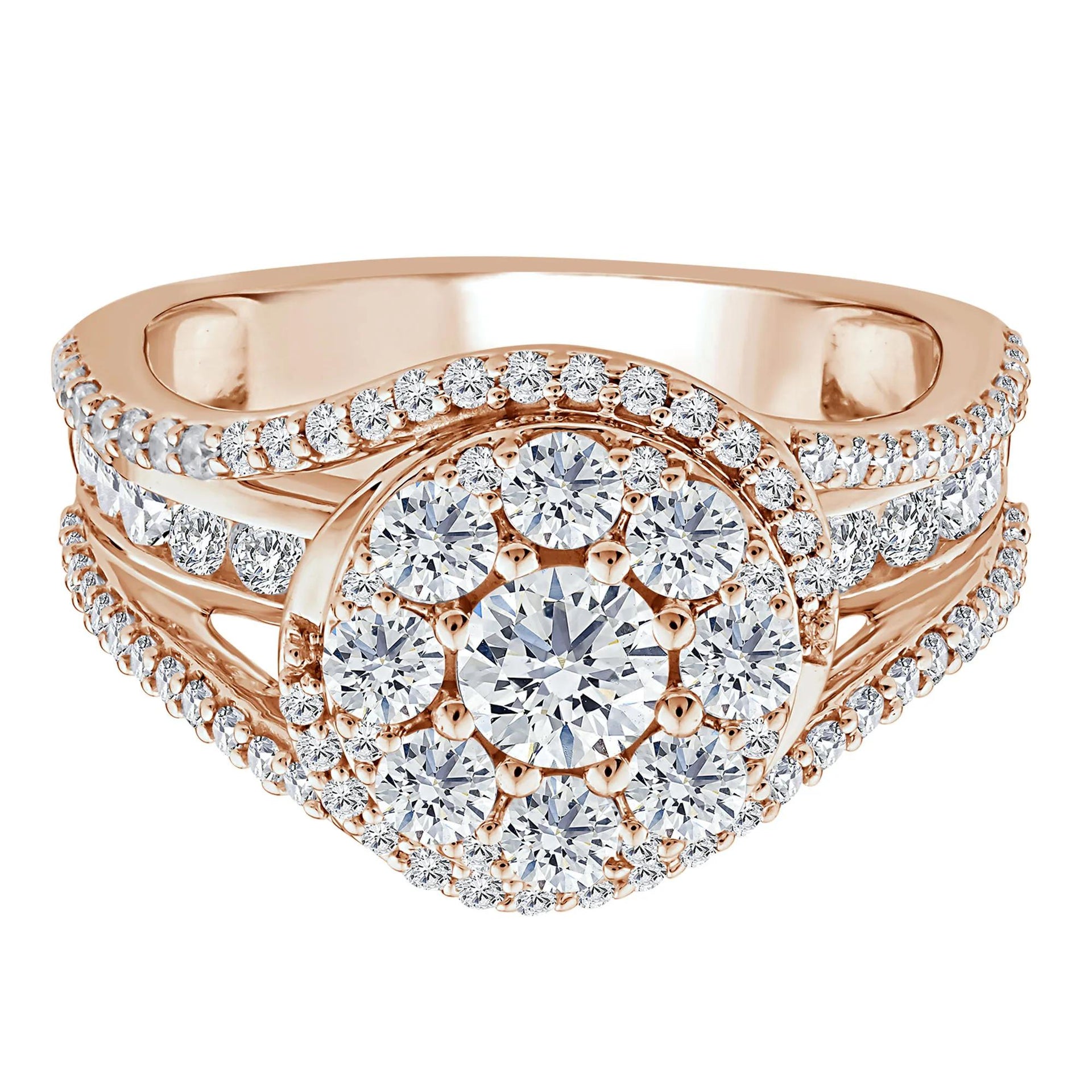 1 3/4 CT. Tw. Diamond Composite Engagement Ring 10K Rose Gold Size 6.5 2.5mm