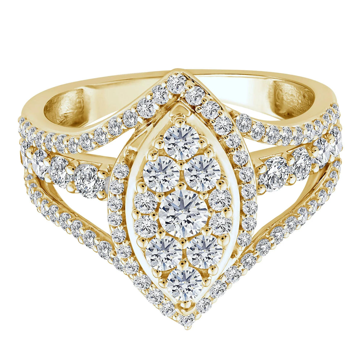 1/2 CT. Tw. Diamond Composite Engagement Ring 10K Yellow Gold Size 7 2mm