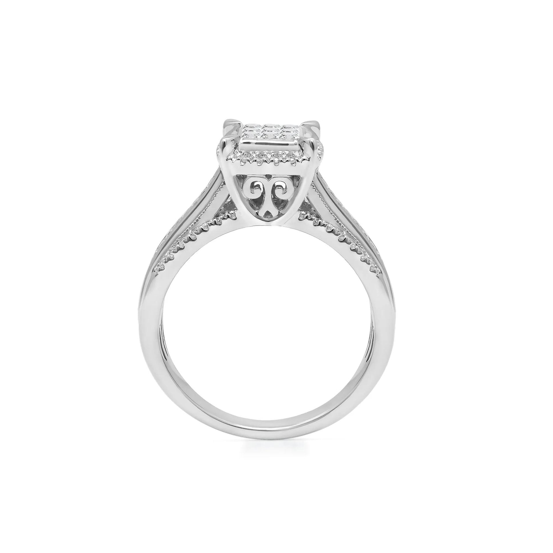 1/2 CT. Tw. Diamond Composite Engagement Ring 10K White Gold Size 6.5