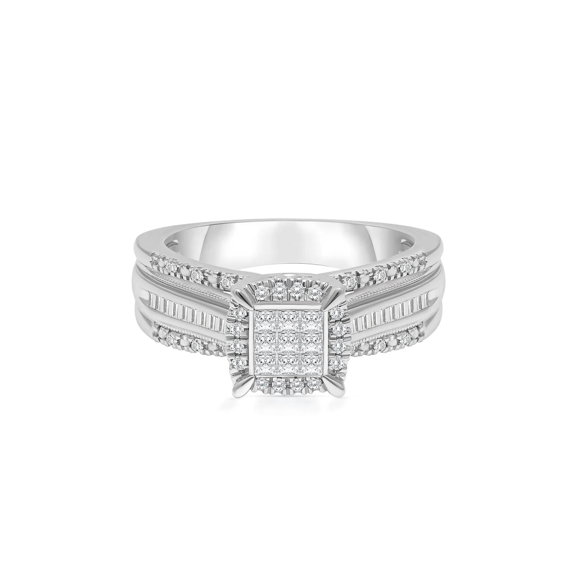 1/2 CT. Tw. Diamond Composite Engagement Ring 10K White Gold Size 6.5