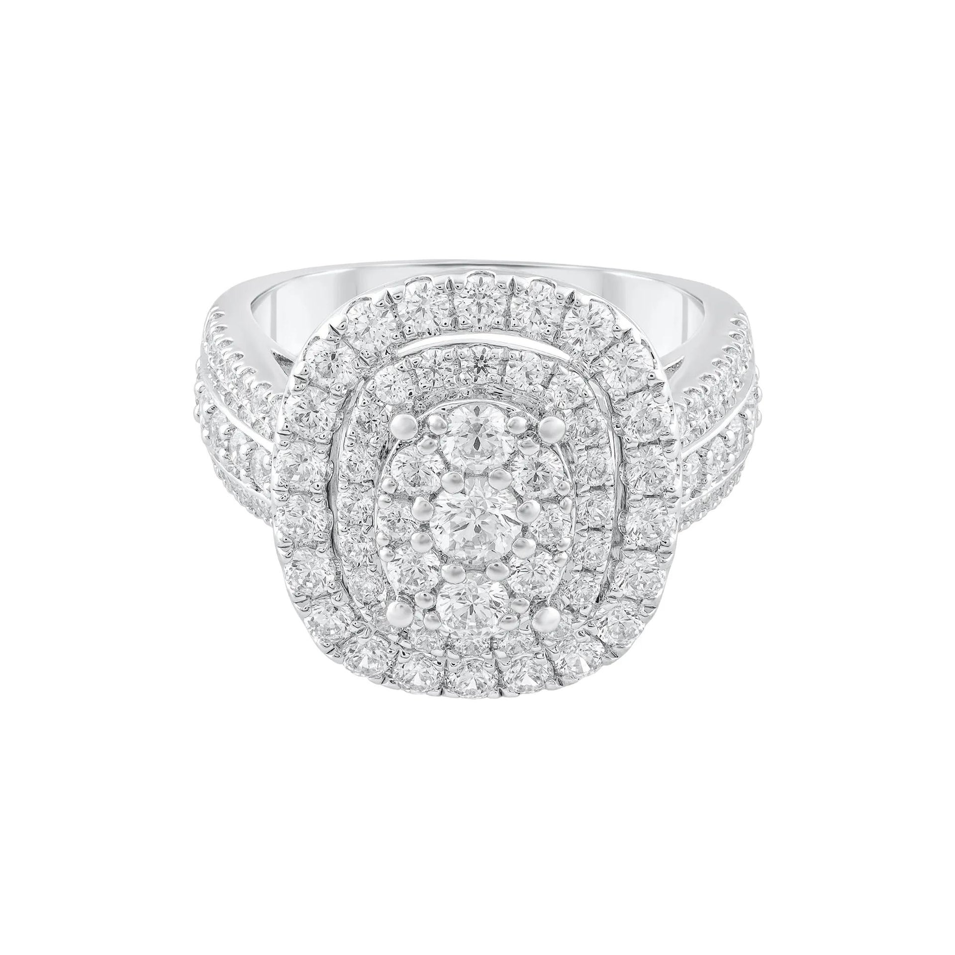 2 CT. Tw. Diamond Composite Engagement Ring 10K White Gold Round Brilliant Cut Size 7.5