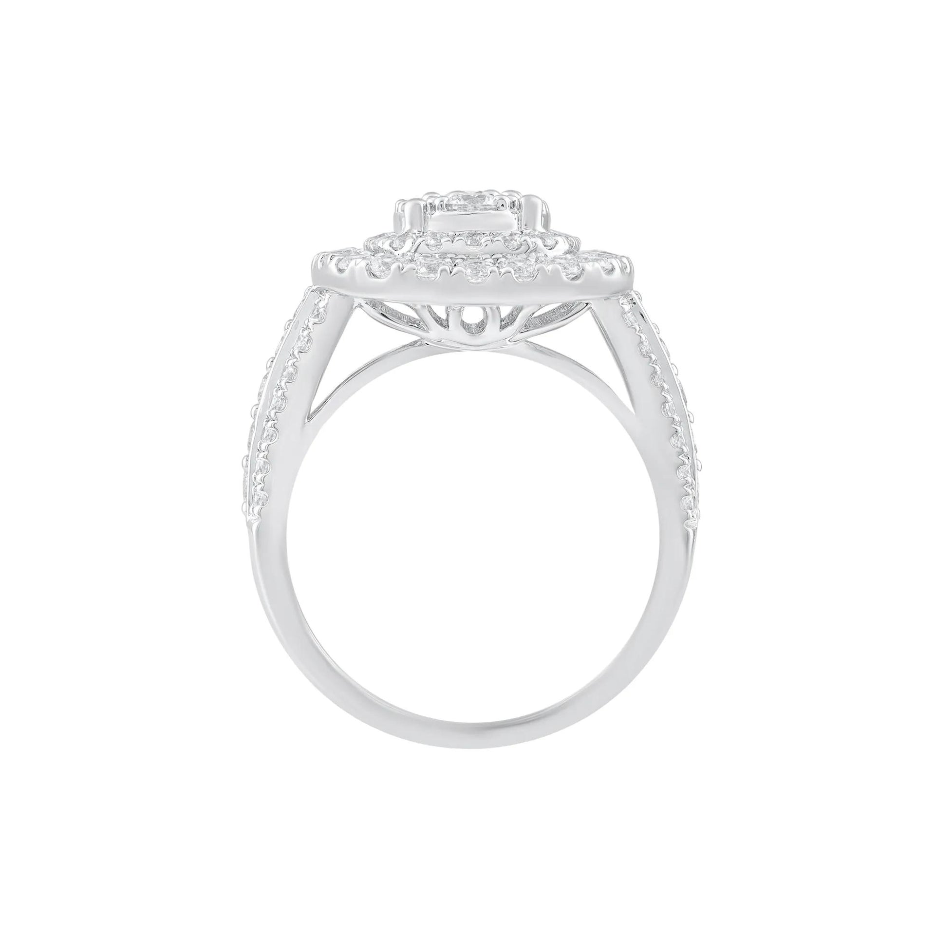 2 CT. Tw. Diamond Composite Engagement Ring 10K White Gold Round Brilliant Cut Size 7.5