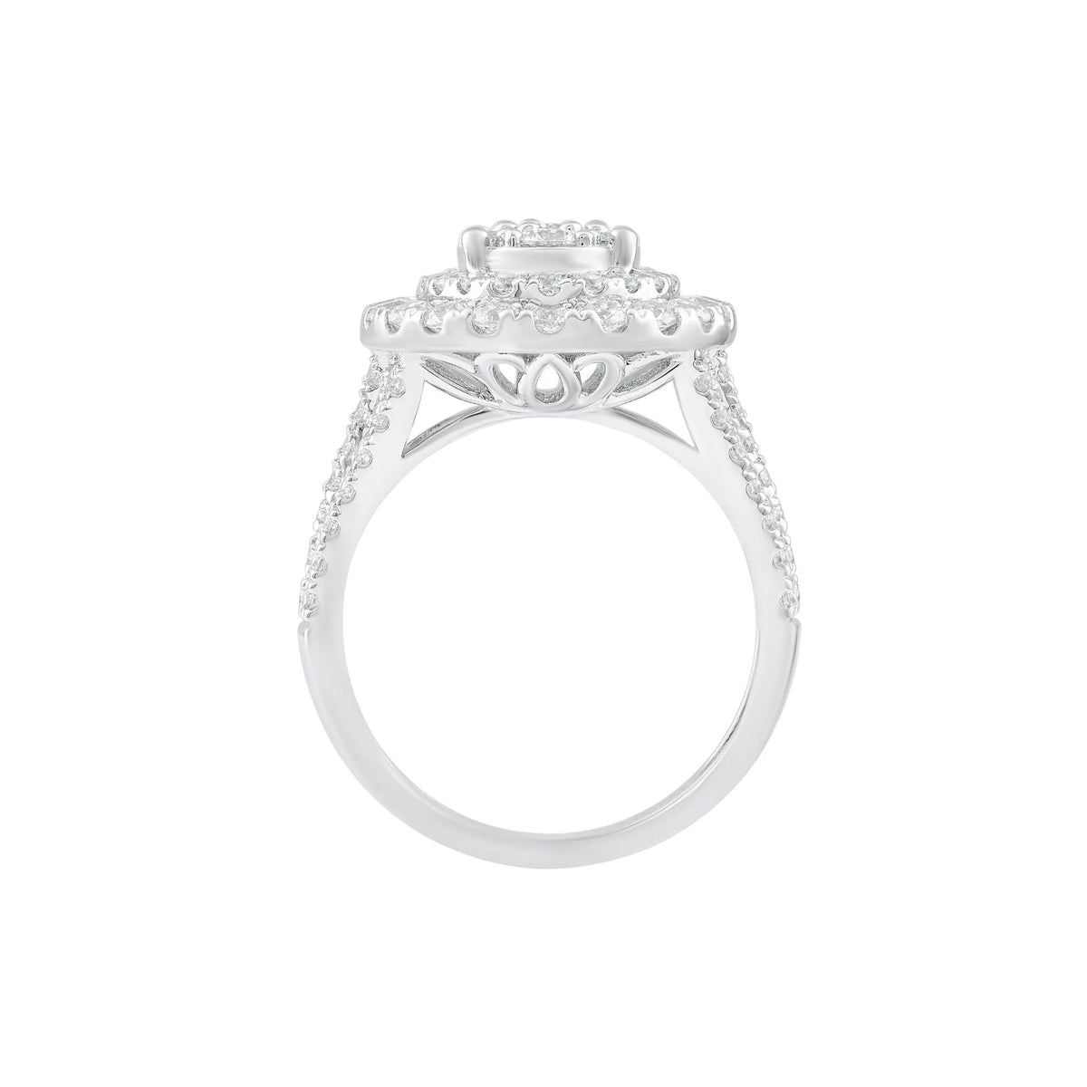 2 CT. Tw. Diamond Composite Engagement Ring 10K White Gold Round Brilliant Cut Size 6.5