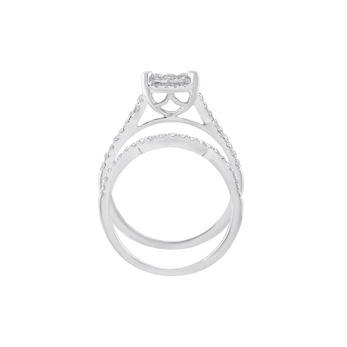 3/4 CT. Tw. Diamond Composite Engagement Ring 10K White Gold Round Brilliant Cut Size 7 2.5mm