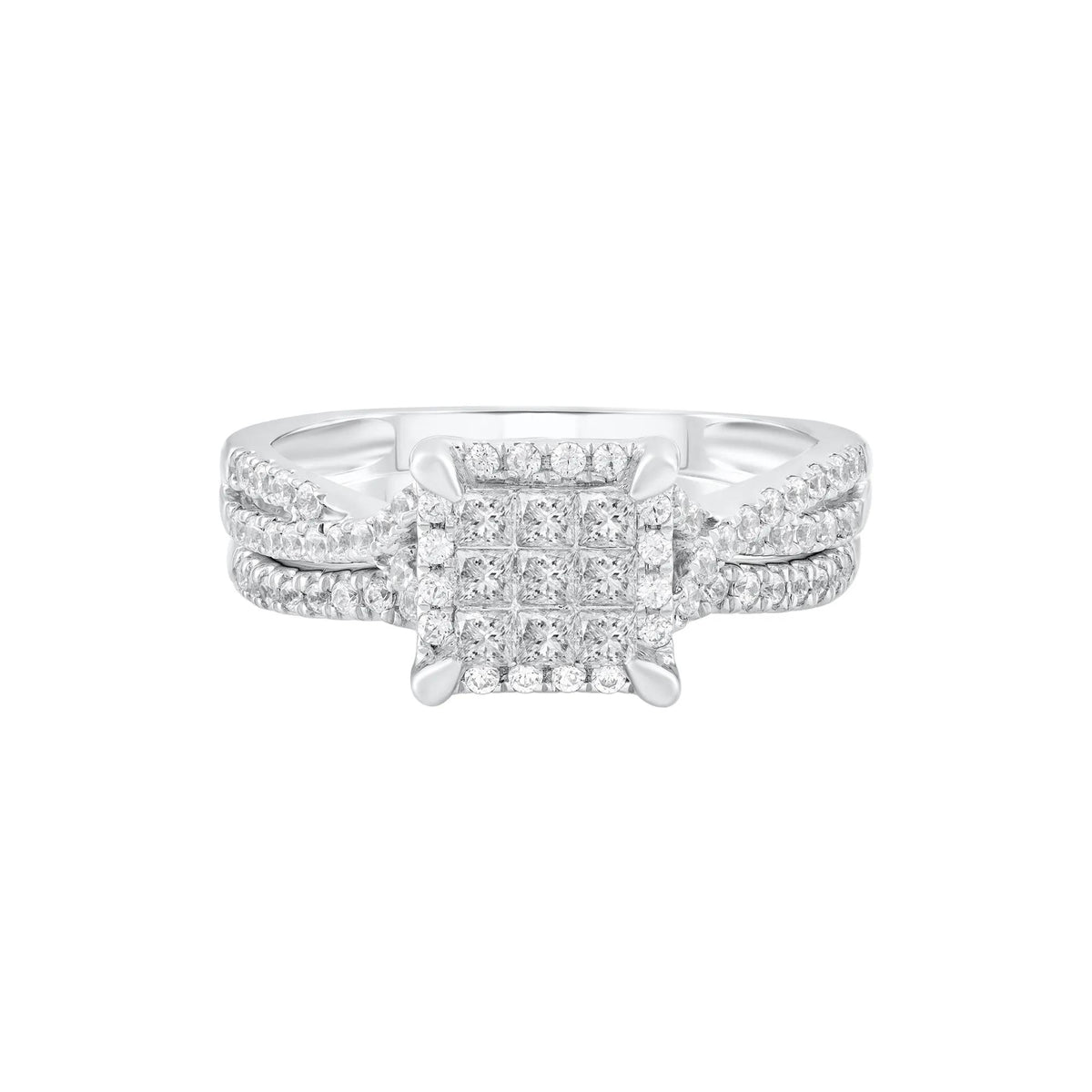 3/4 CT. Tw. Diamond Composite Engagement Ring 10K White Gold Round Brilliant Cut Size 7 2.5mm