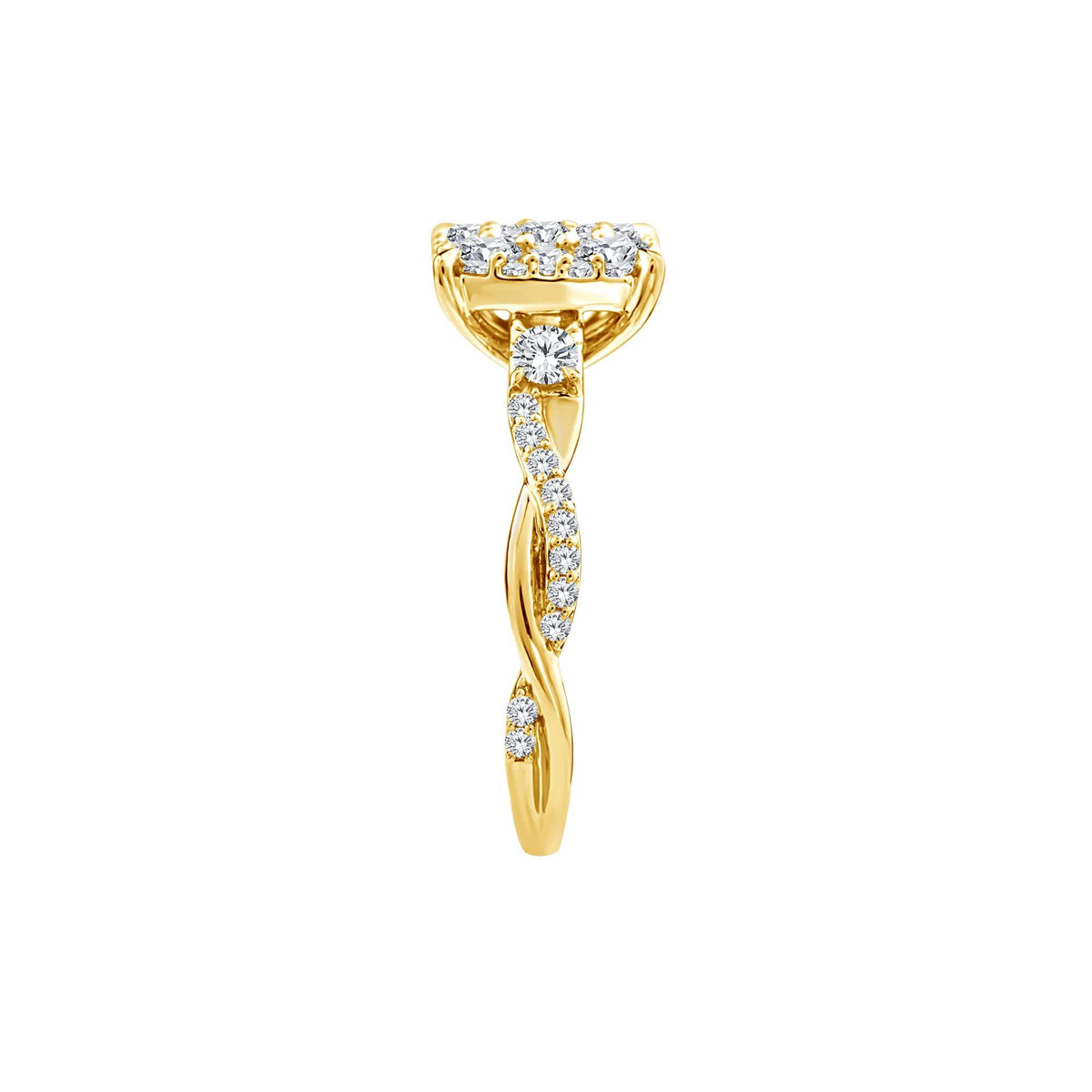 1/4 CT. Tw. Diamond Composite Engagement Ring 10K Yellow Gold Round Brilliant Cut Size 6
