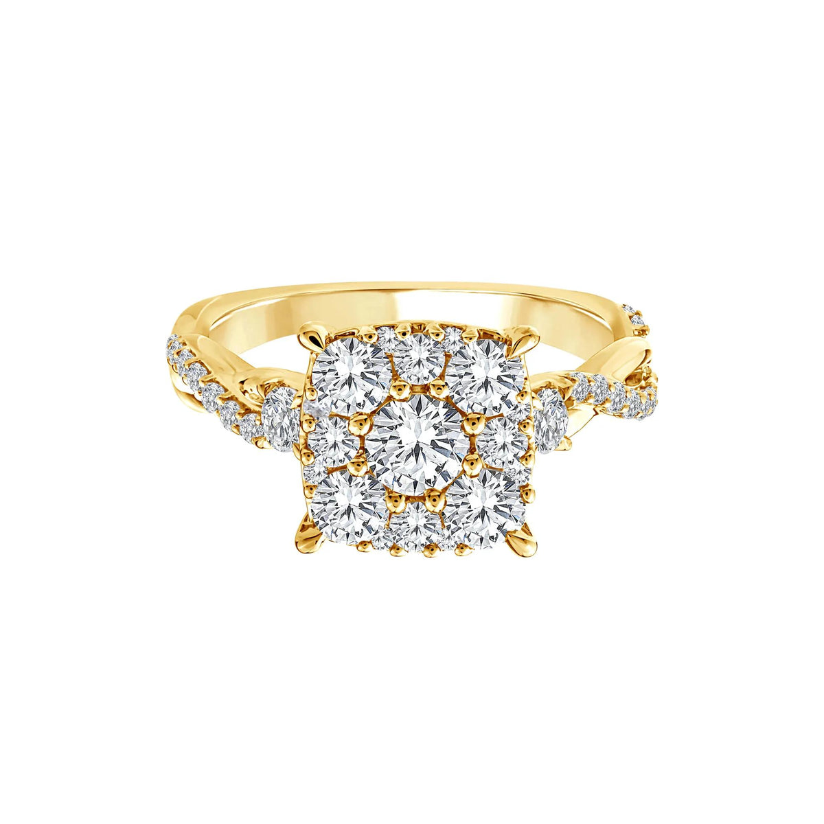 1/4 CT. Tw. Diamond Composite Engagement Ring 10K Yellow Gold Round Brilliant Cut Size 6