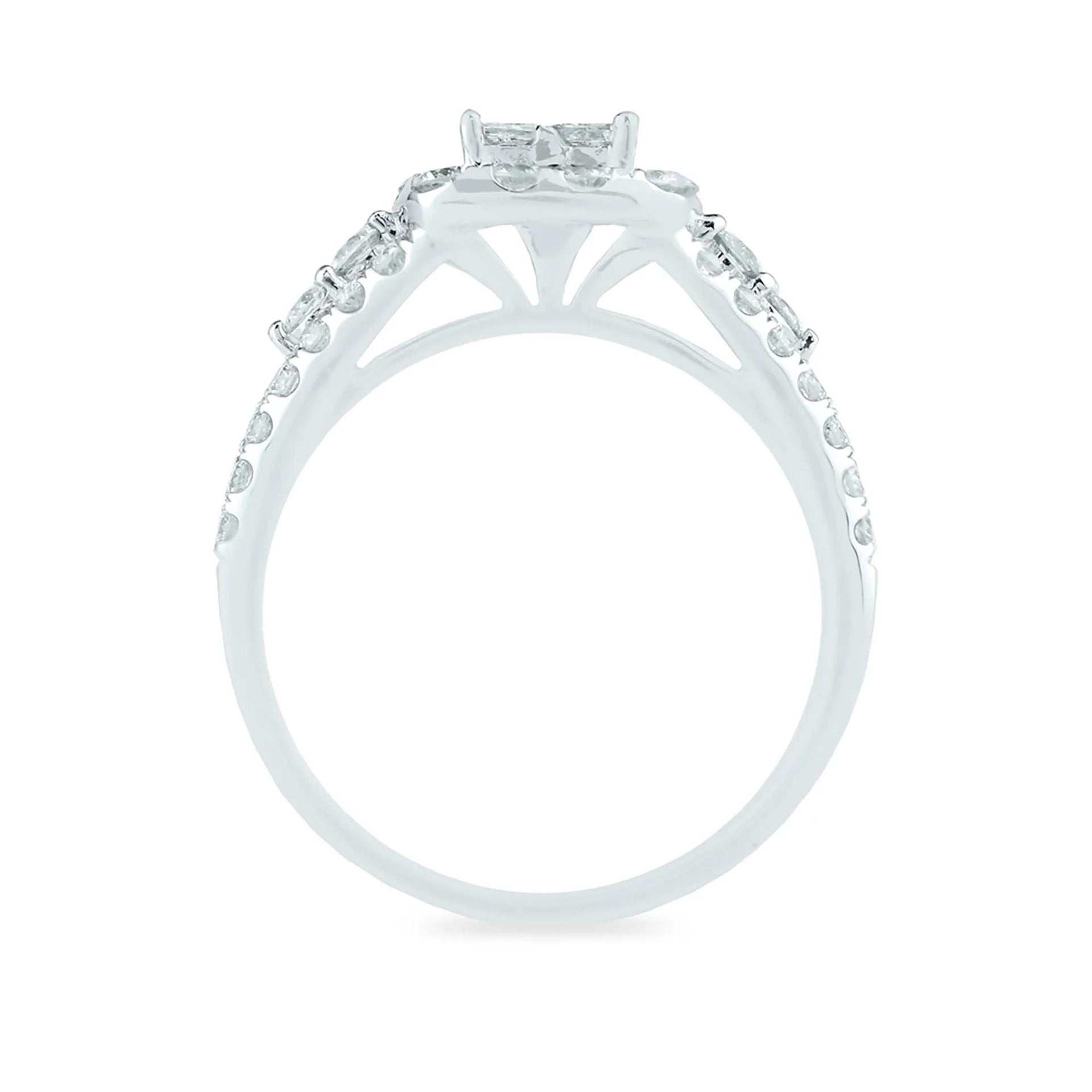 1/4 CT. Tw. Diamond Composite Engagement Ring 14K White Gold Round Brilliant Cut Size 6 2.5mm