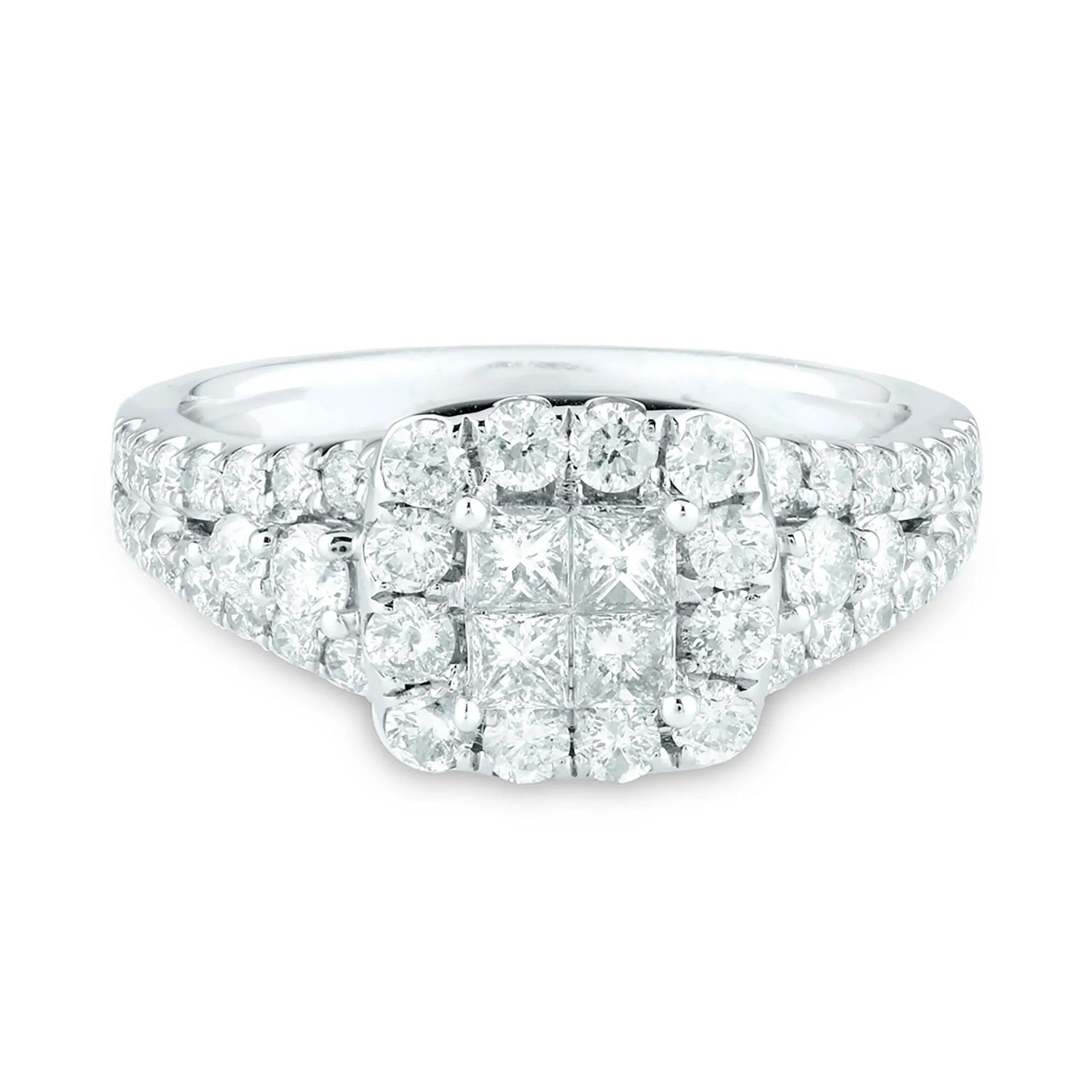1/4 CT. Tw. Diamond Composite Engagement Ring 14K White Gold Round Brilliant Cut Size 6 2.5mm