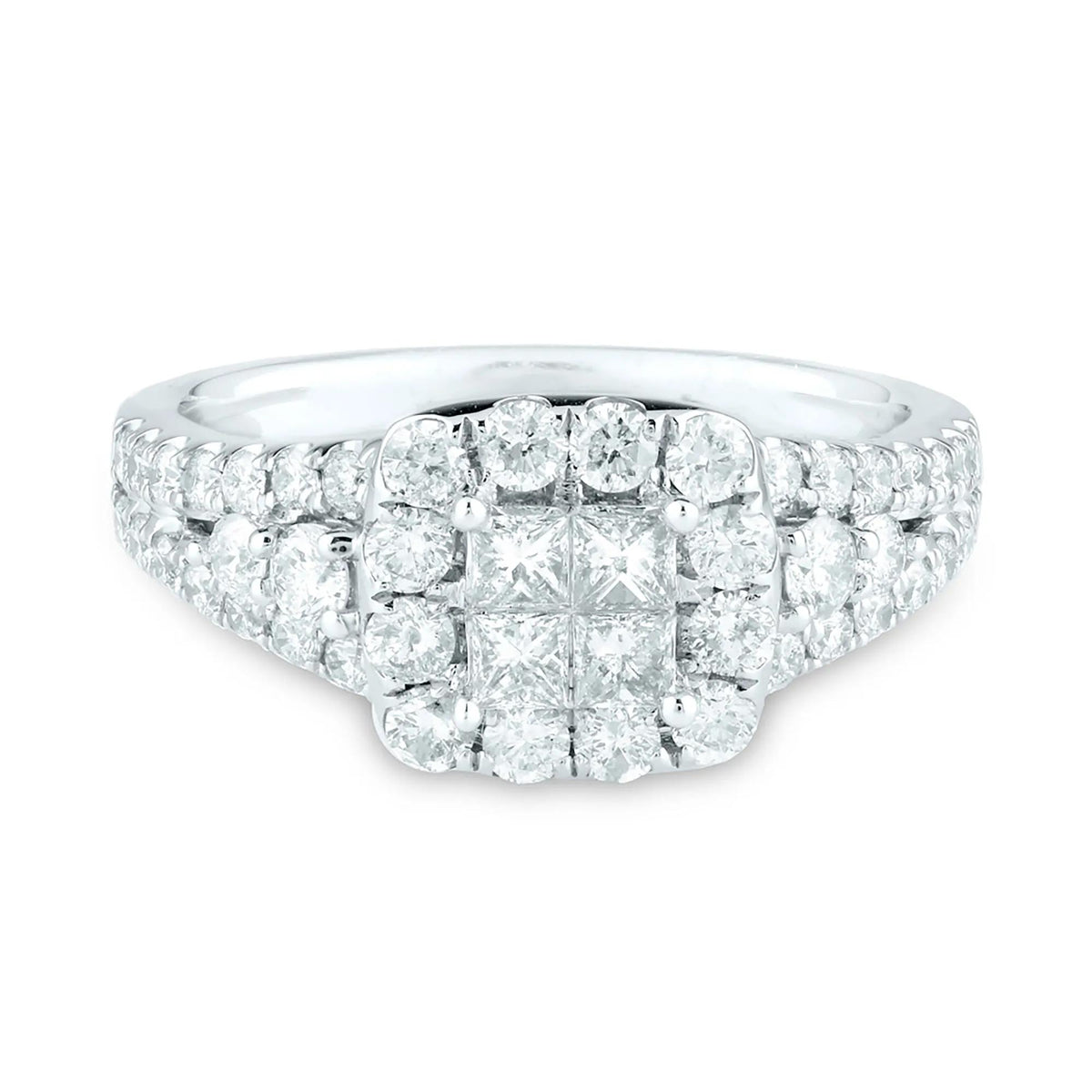 1/4 CT. Tw. Diamond Composite Engagement Ring 14K White Gold Round Brilliant Cut Size 8.5 2.5mm