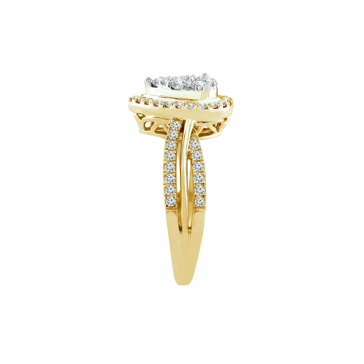 3/4 CT. Tw. Diamond Composite Engagement Ring 14K Yellow Gold Round Brilliant Cut Size 9 5mm