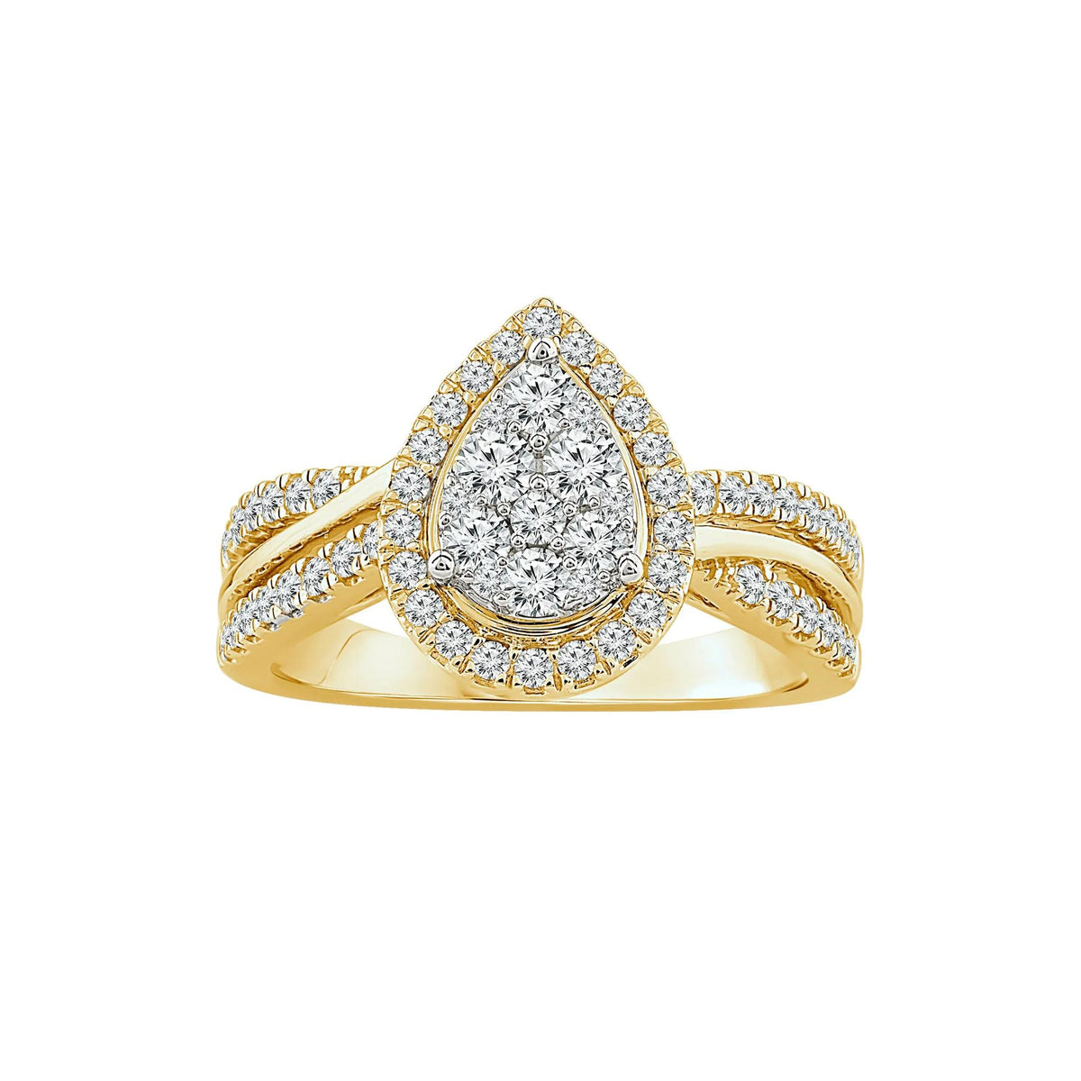 3/4 CT. Tw. Diamond Composite Engagement Ring 14K Yellow Gold Round Brilliant Cut Size 9 5mm