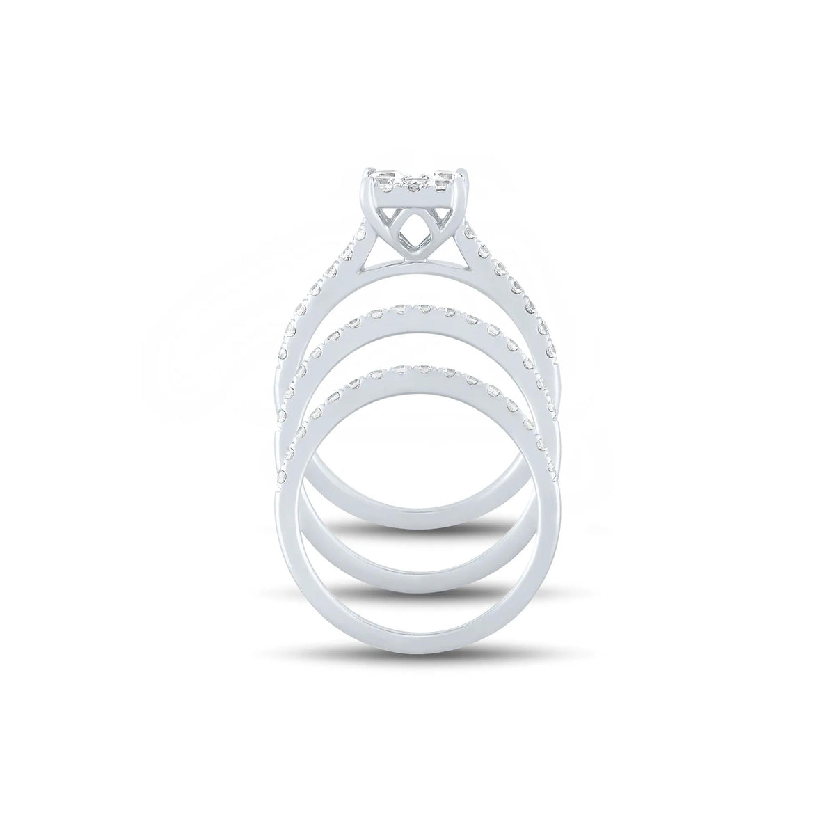 1/2 CT. Tw. Diamond Composite Engagement Ring Set 10K White Gold Round Brilliant Cut Size 8.5 1mm
