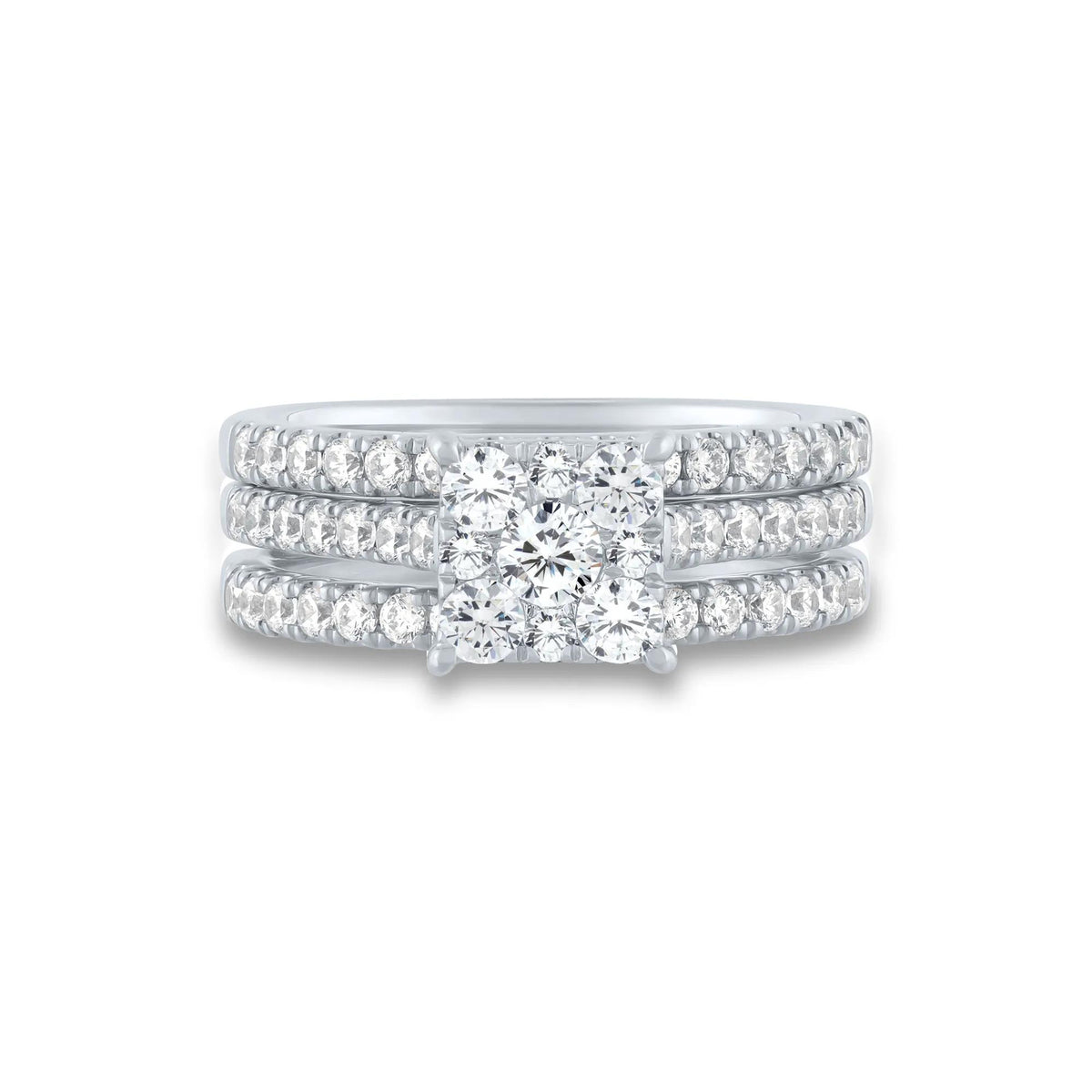 1/2 CT. Tw. Diamond Composite Engagement Ring Set 10K White Gold Round Brilliant Cut Size 8.5 1mm