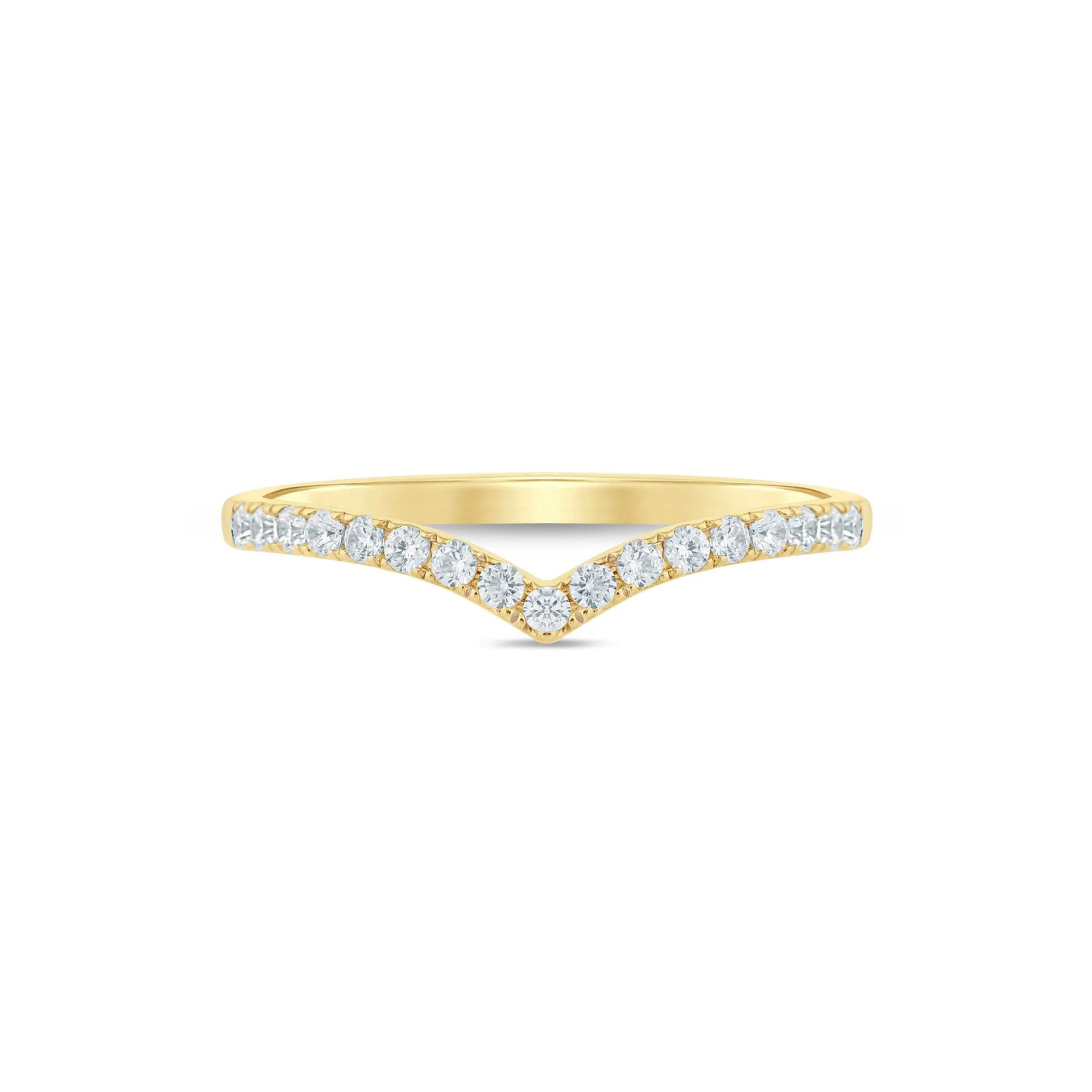 1/5 CT. Tw. Diamond Contour Band Ring 14K Yellow Gold Size 6.5 1mm